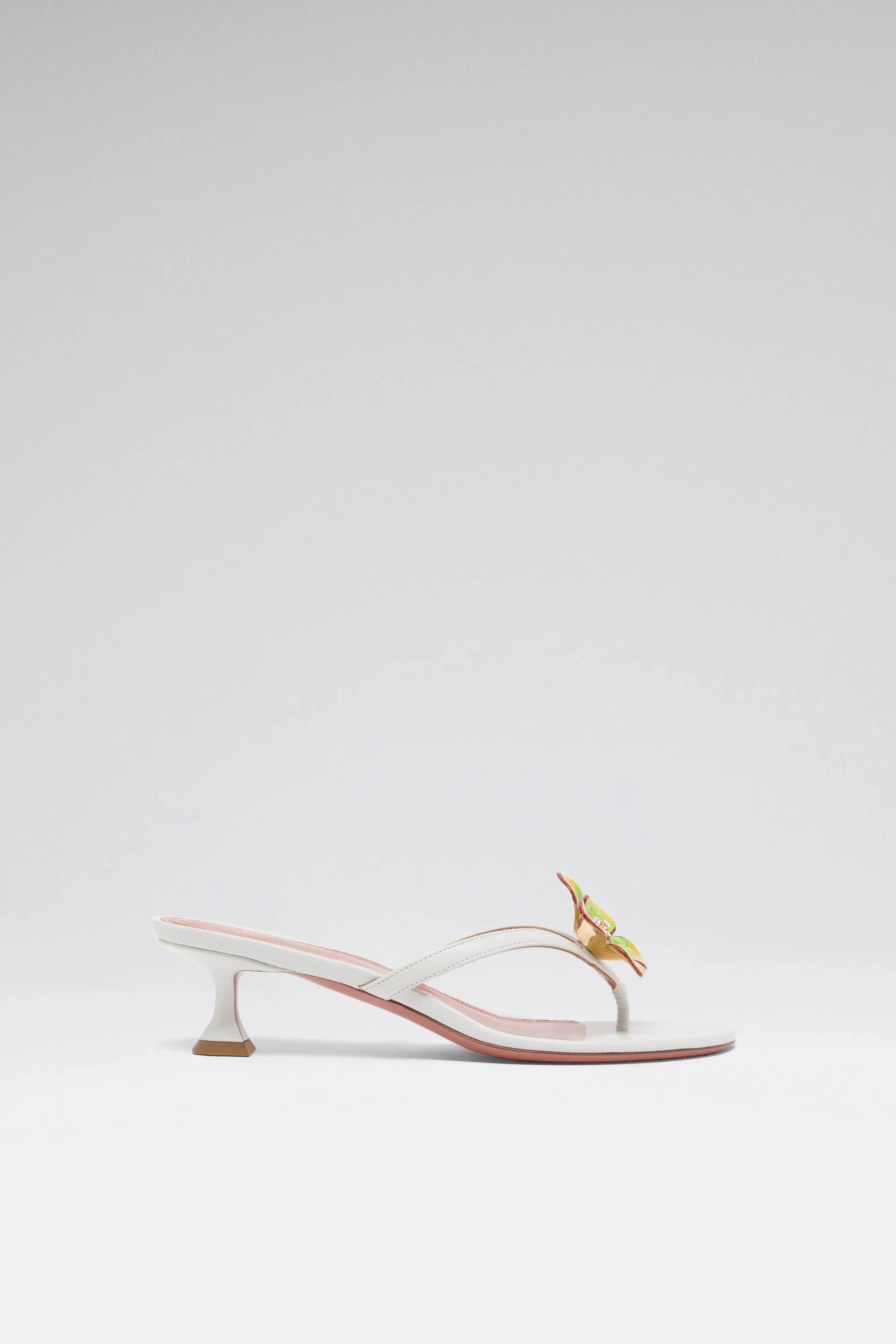VITTORIA THONG SLIPPER 45 WHITE NAPPA AND ENAMEL FLOWER - 1