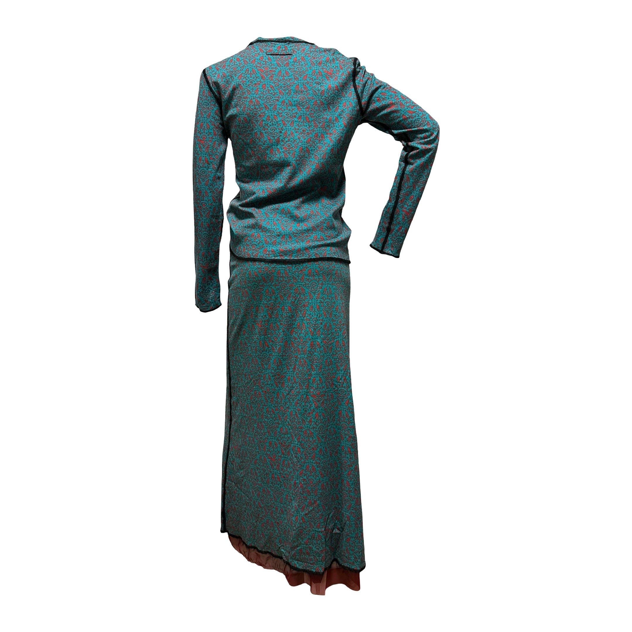 JEAN PAUL GAULTIER Long Sleeve T-Shirt and High Waisted Maxi Skirt Set Up - 2
