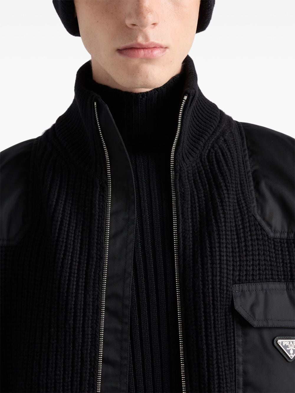 logo-patch ribbed knit wool sweater - 5