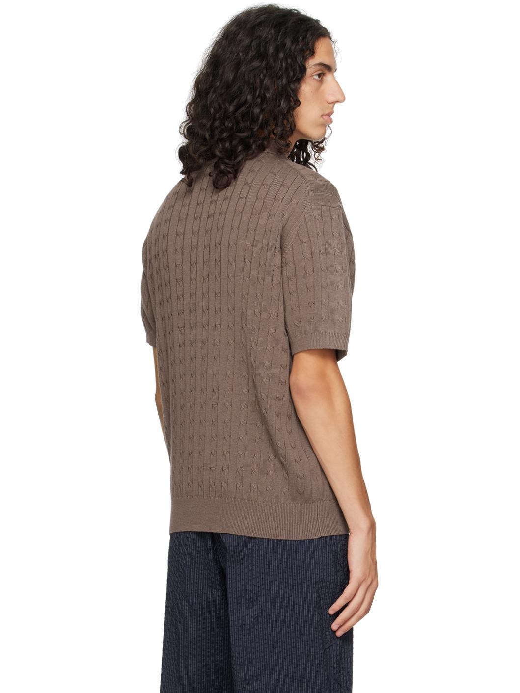 Brown Cable Knit Polo - 5