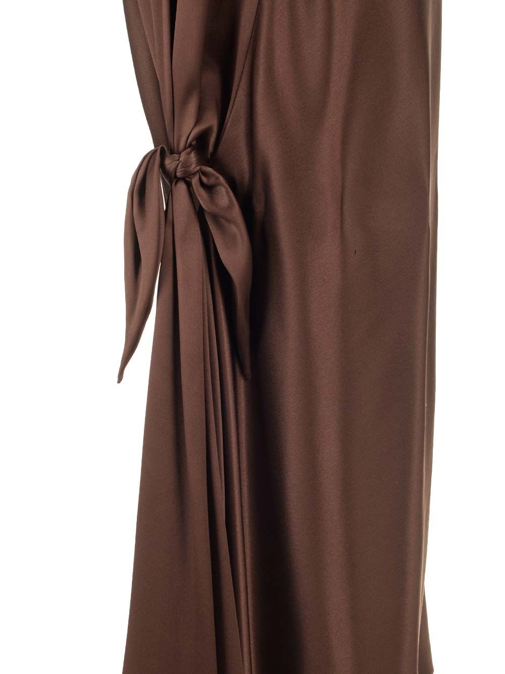 Long Scarf Dress In Silk Satin Dresses Brown - 7