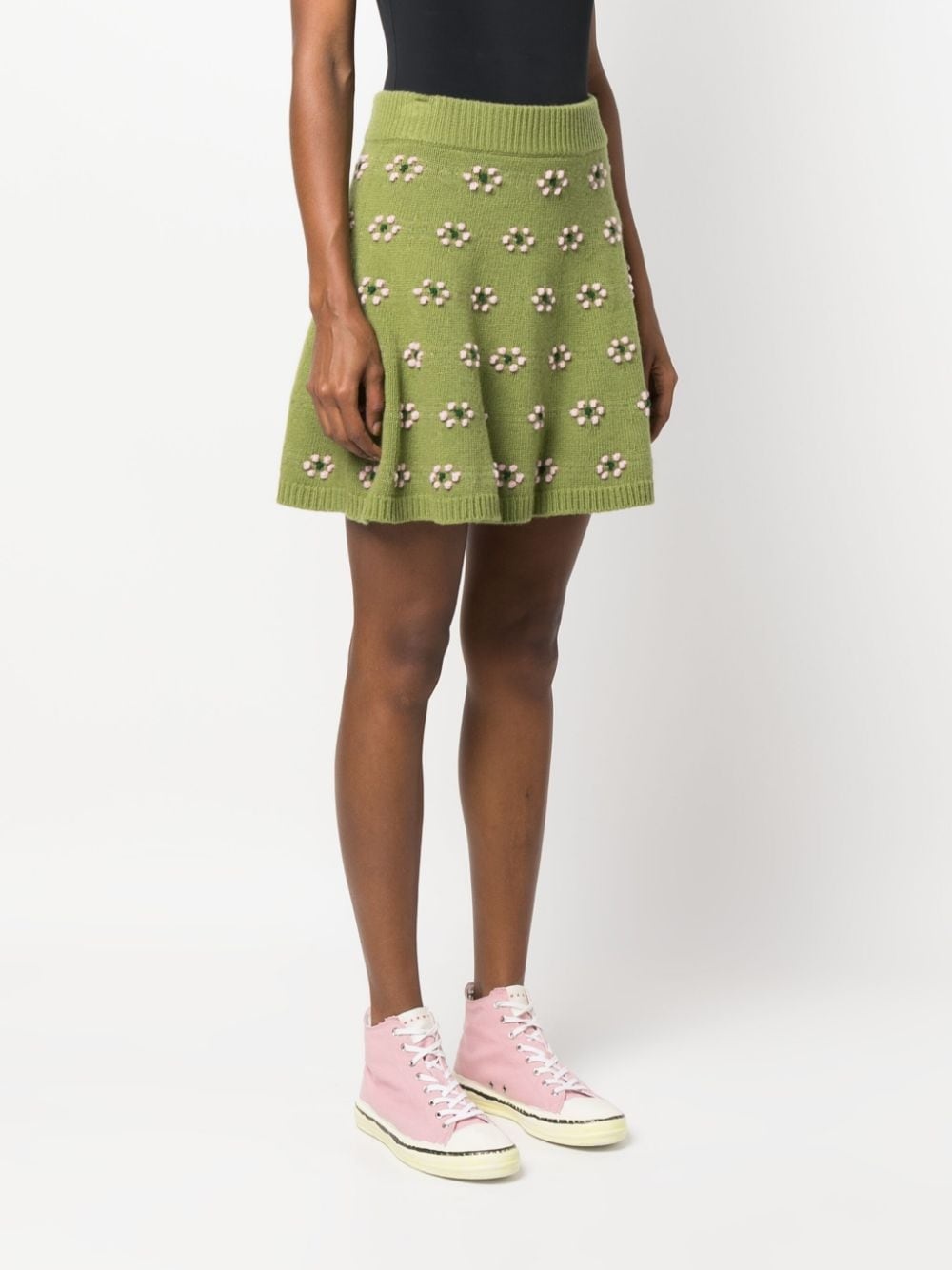floral-motif wool skirt - 3