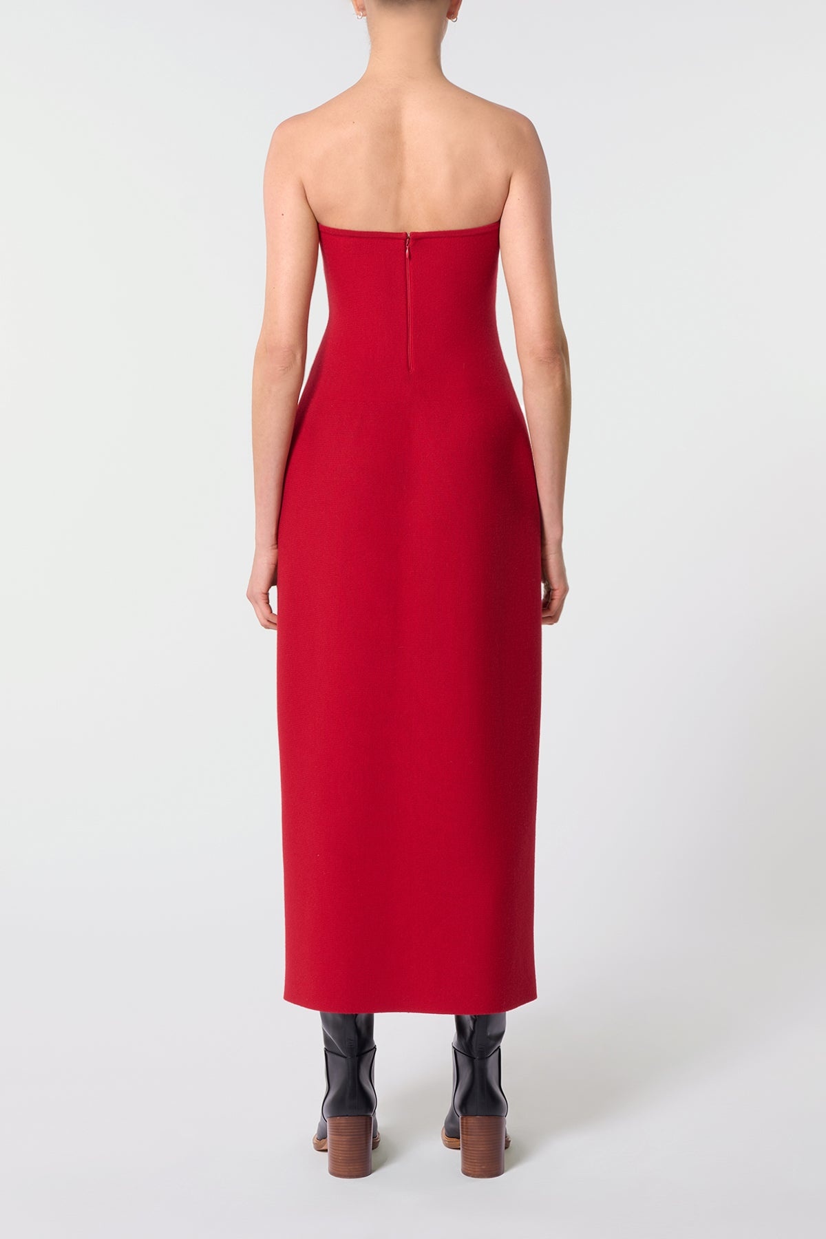 Immanuel Knit Dress in Scarlet Red Merino Wool - 4