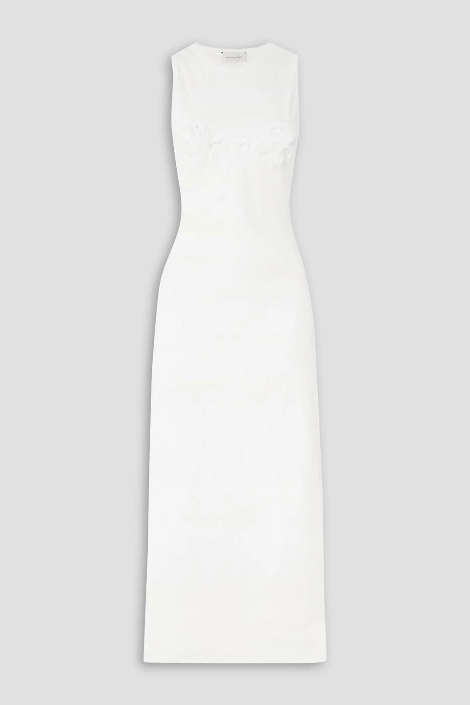 Crochet-trimmed ribbed cotton-blend jersey midi dress - 1
