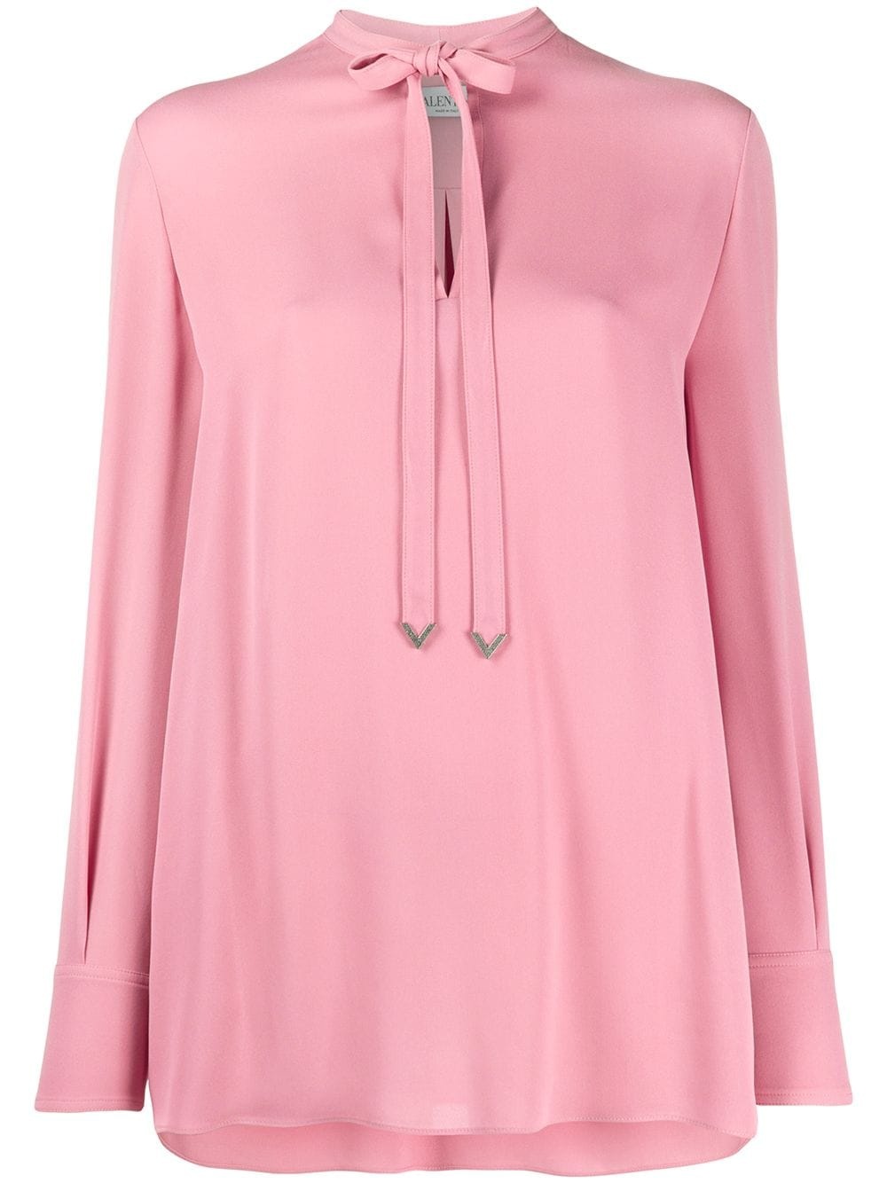 tie-neck long-sleeve blouse - 1