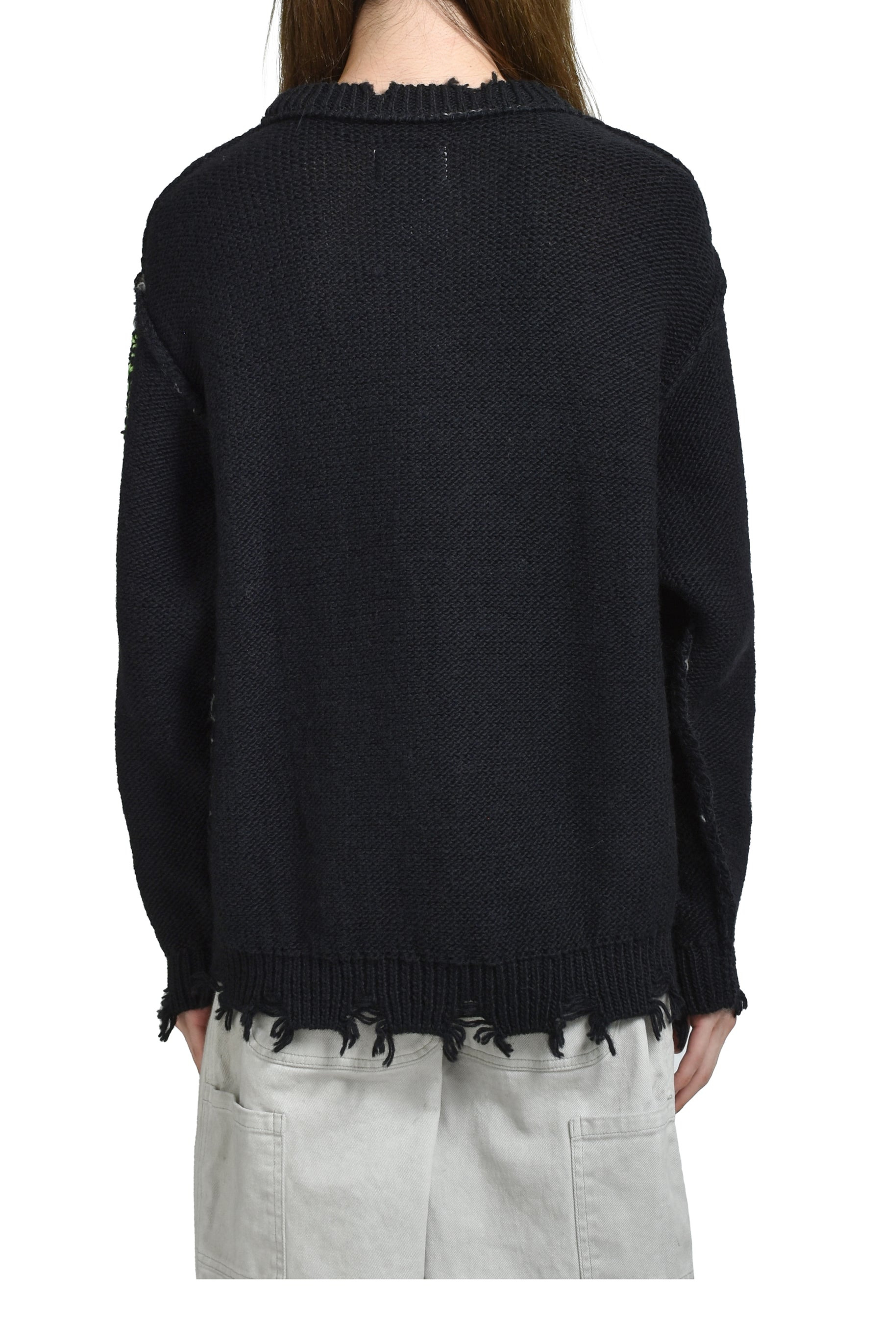 GLOW-IN-THE-DARK SKULL KNIT PULLOVER / BLK - 2