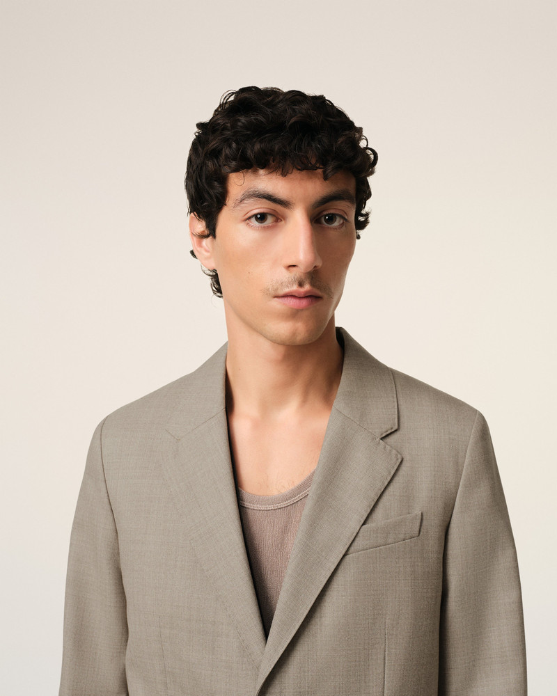 BEIGE WOOL TWO BUTTONS JACKET 4