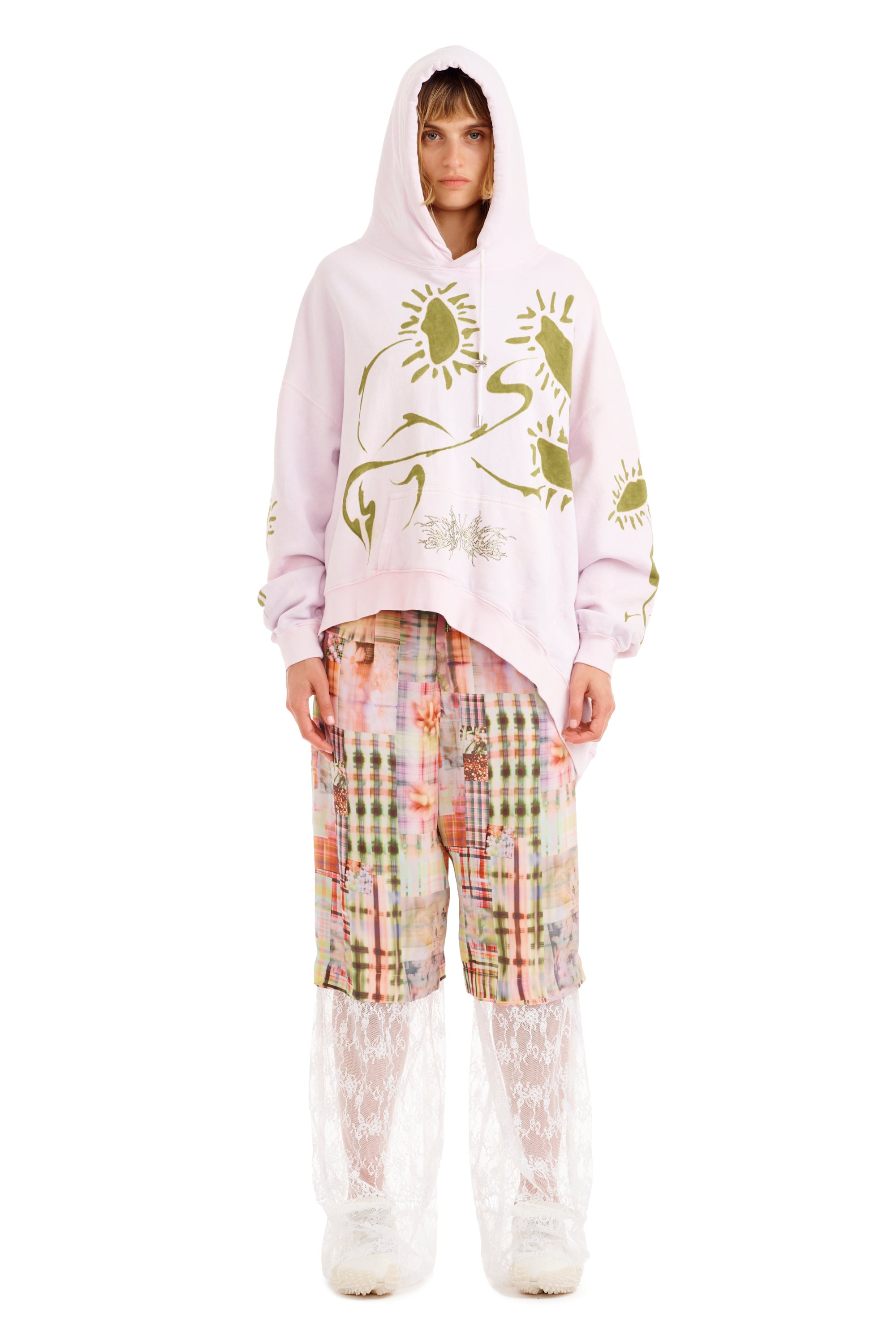 PINK DAISY WAVE HEM HOODIE - 8