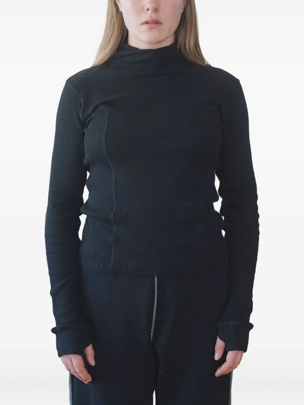 ribbed hooded top - 1