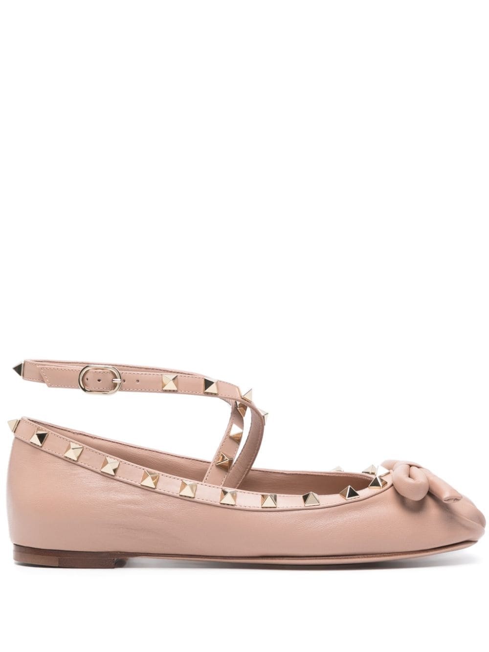 Rockstud leather ballerina shoes - 1