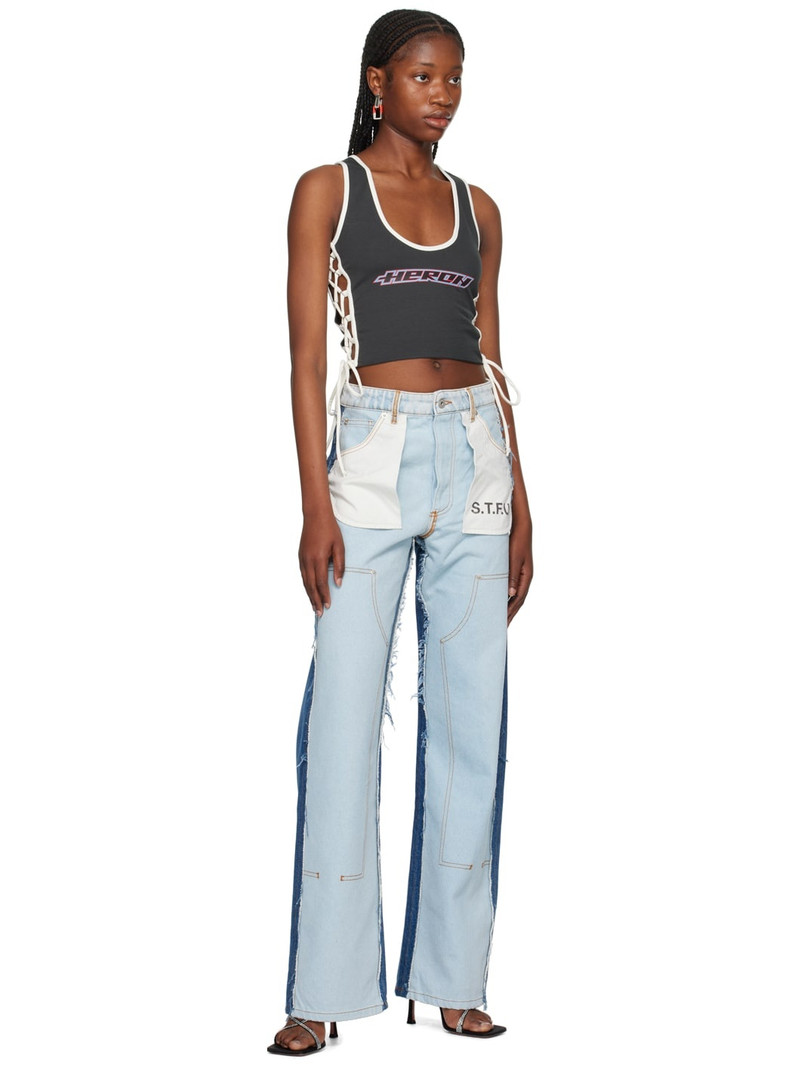 Heron Preston Blue Washed Insideout Carpenter Jeans outlook
