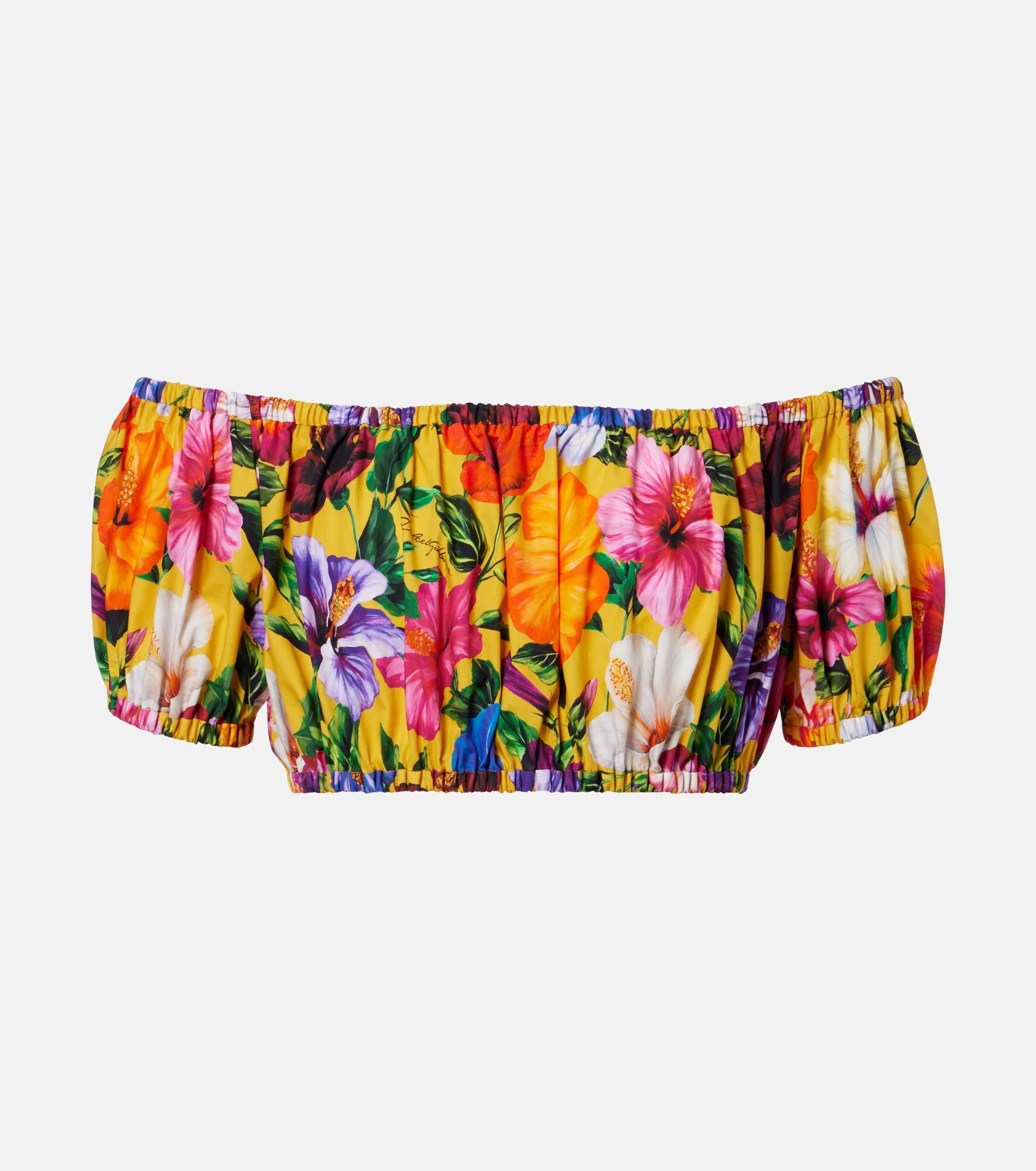 Floral off-shoulder cotton crop top - 1
