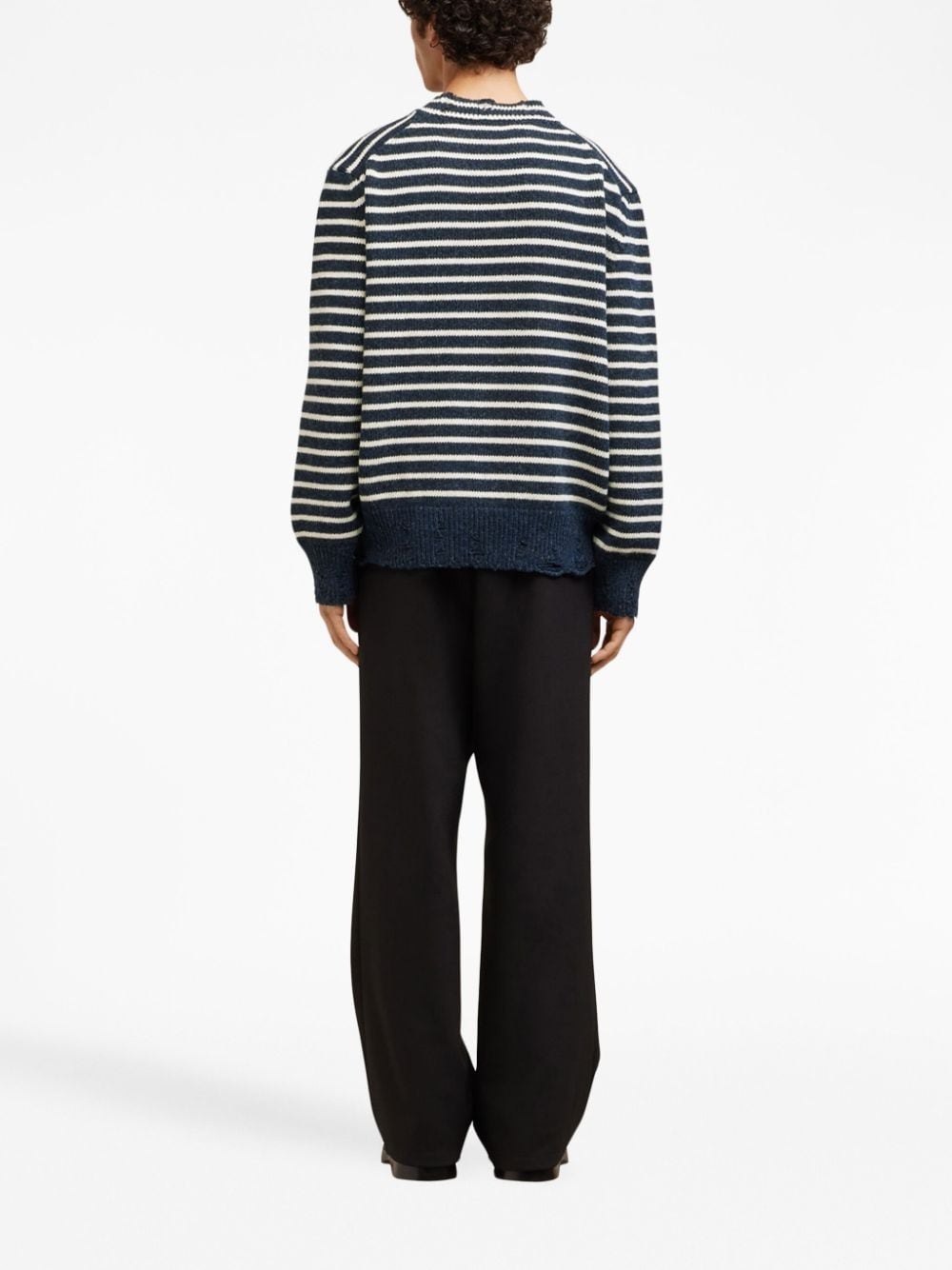 striped ribbed crew neck jumper - 5