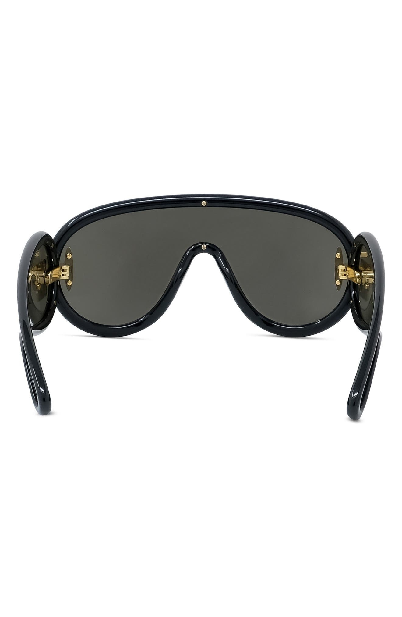 Loewe x Paula's Ibiza 56mm Mask Sunglasses in Shiny Black /Smoke Mirror at Nordstrom - 6