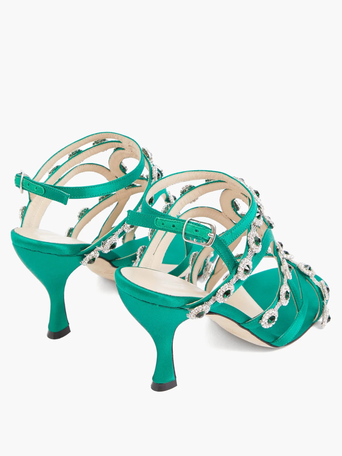 Crystal-embellished satin sandals - 4