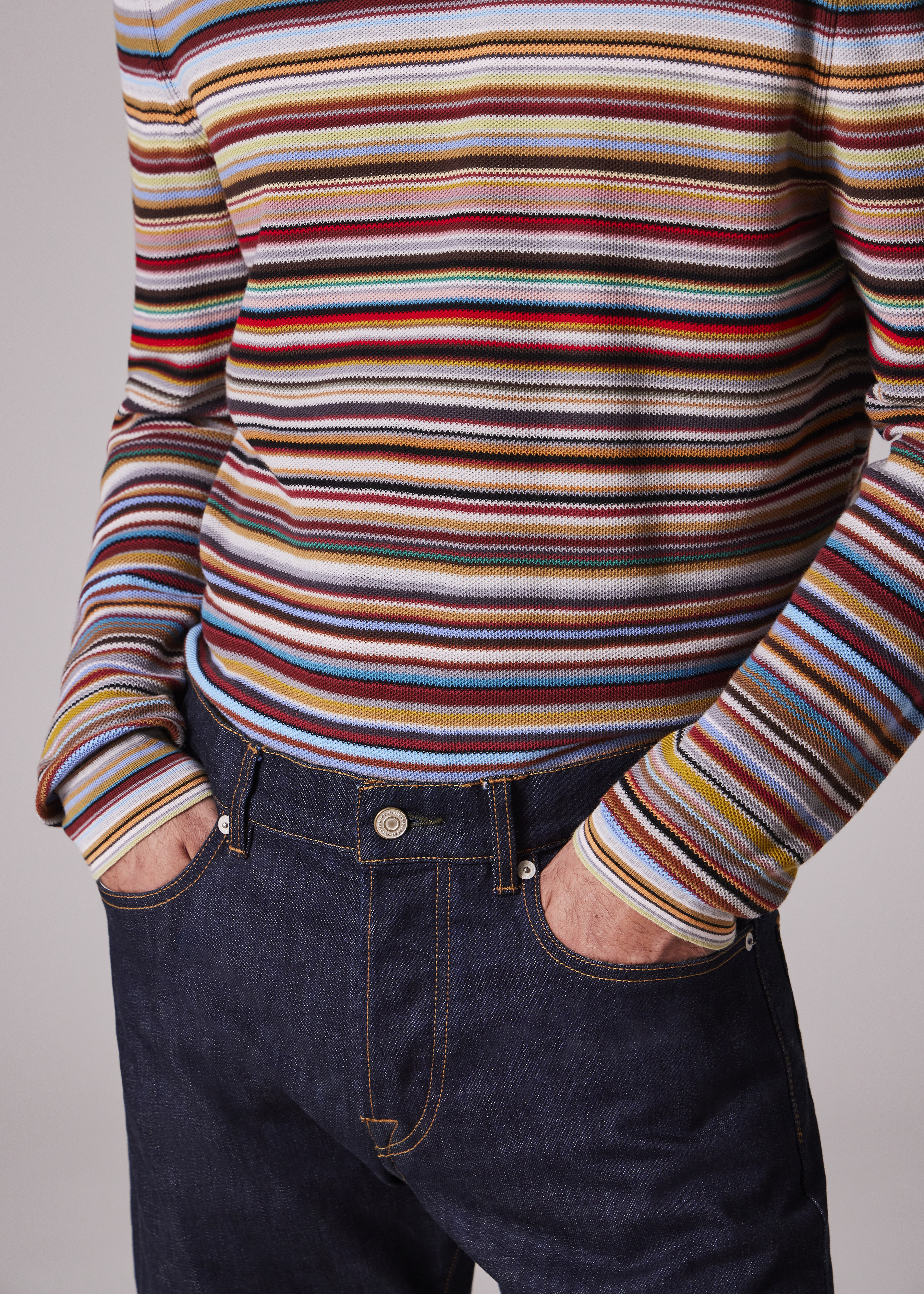 Cotton 'Signature Stripe' Crew Neck Knitted Sweater - 6