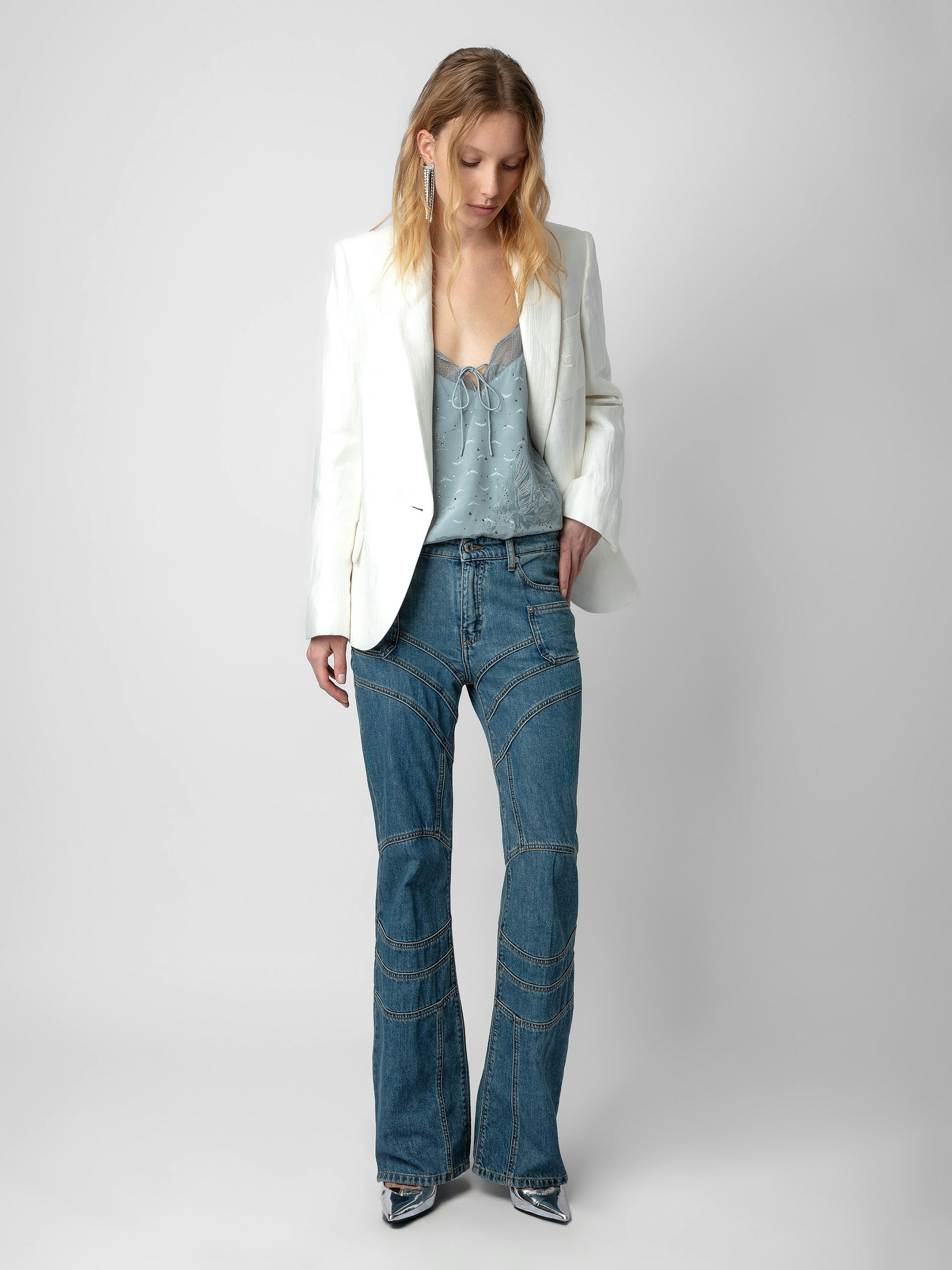 Capela Diamanté Silk Jacquard Camisole - 6