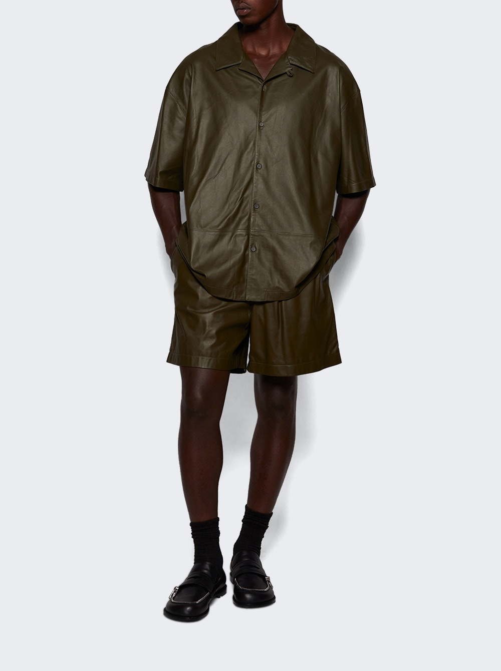 Nappa Lambskin Shorts Khaki Green - 5