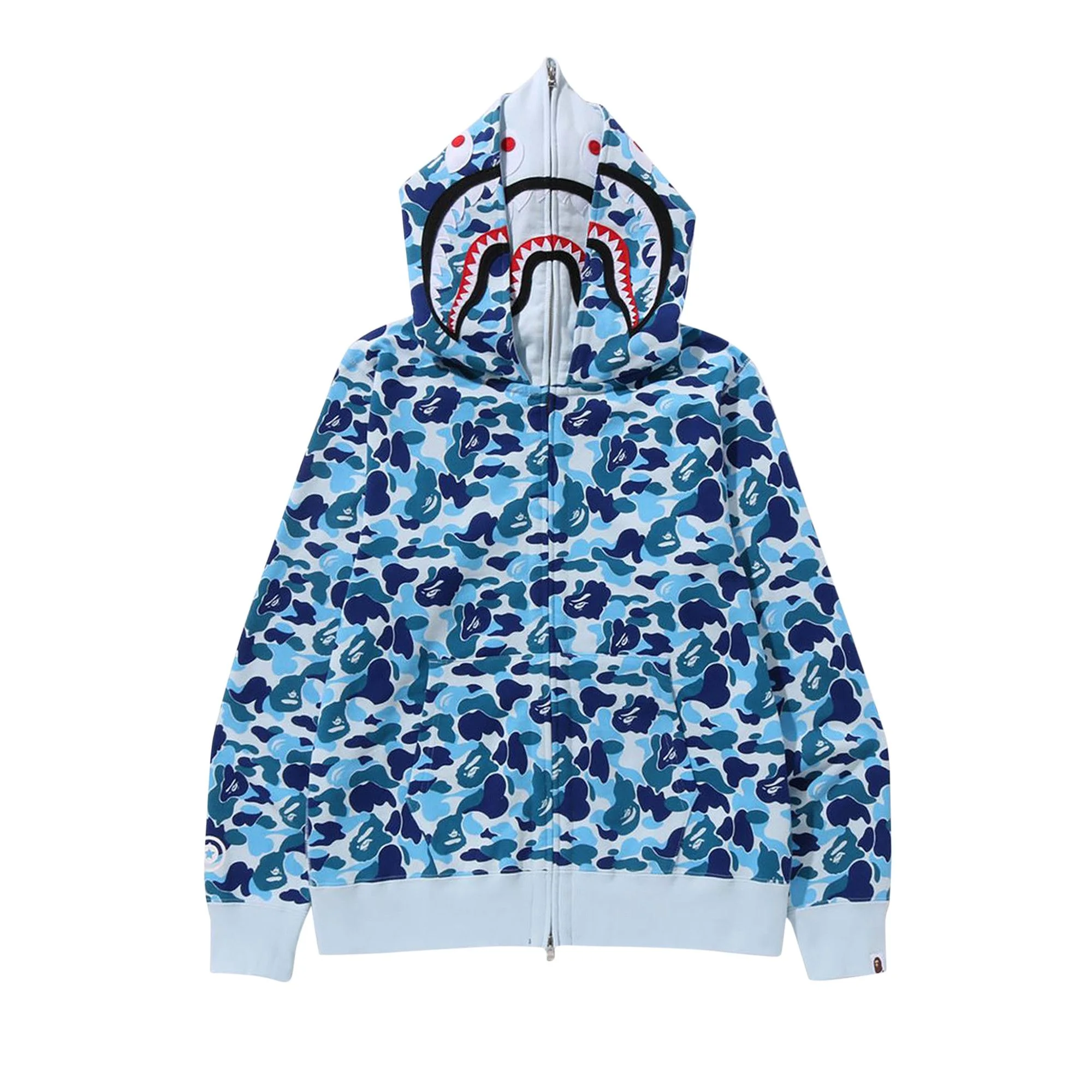 BAPE ABC Camo Double Shark Full Zip Hoodie 'Blue' - 1