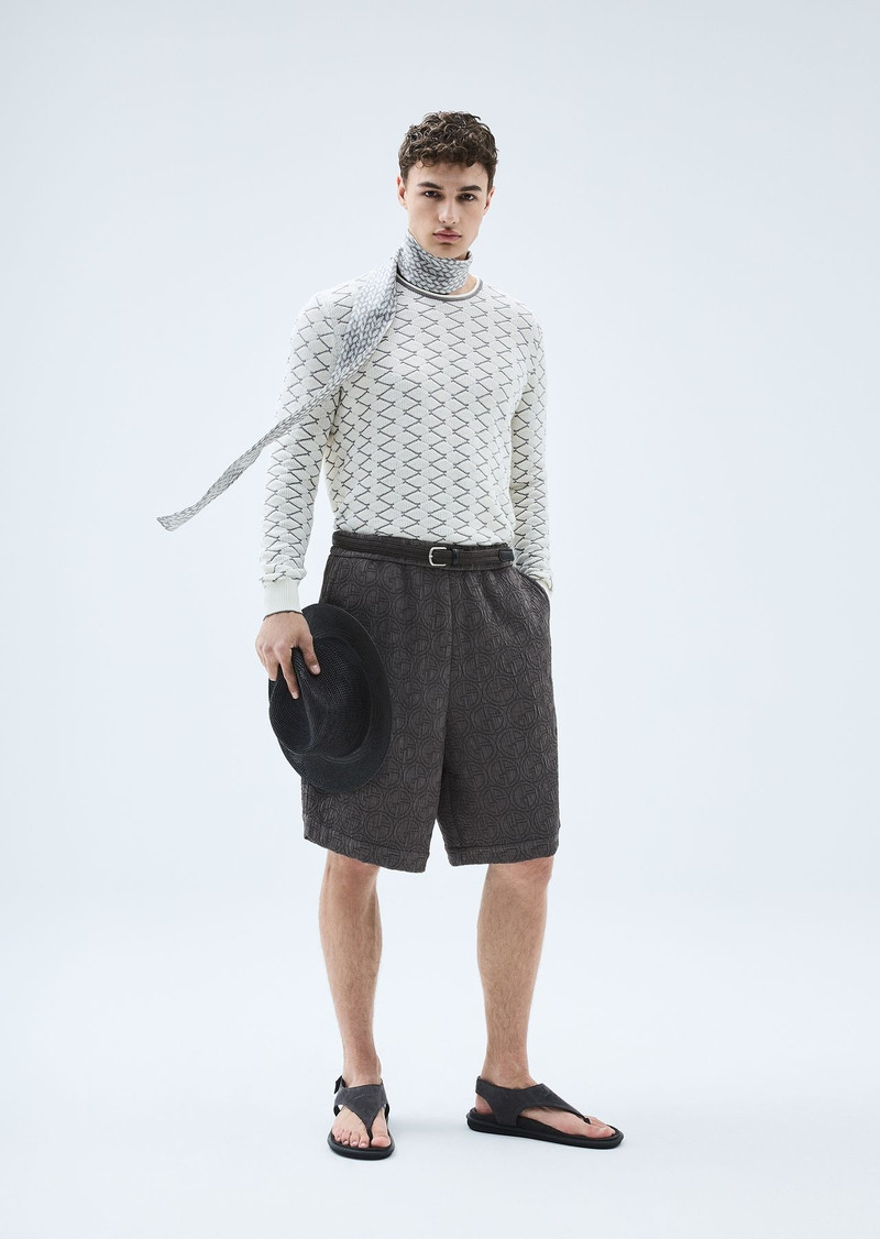 Crew-neck jacquard cotton and cashmere jumper 7