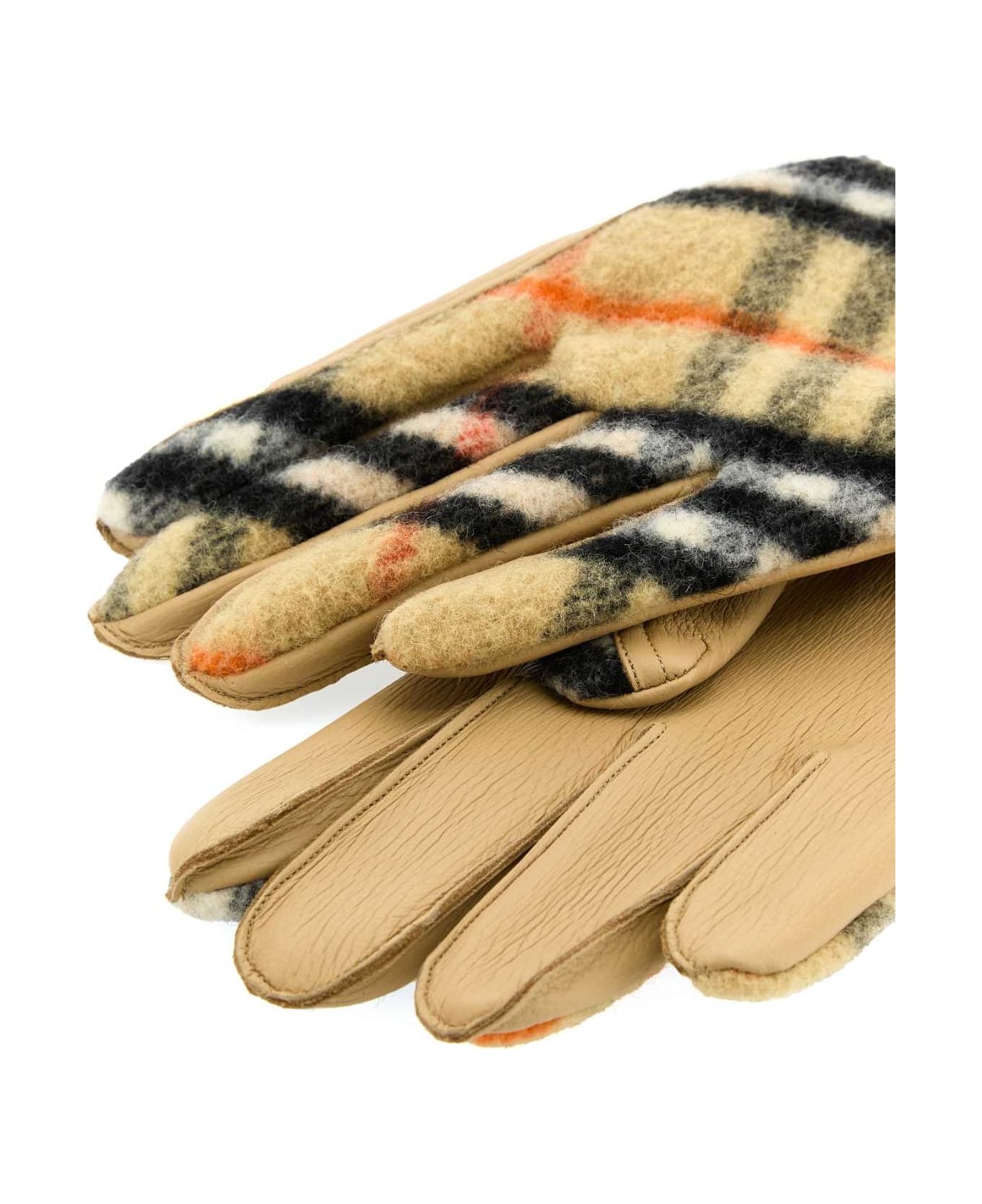 Beige Leather Glovers - 2