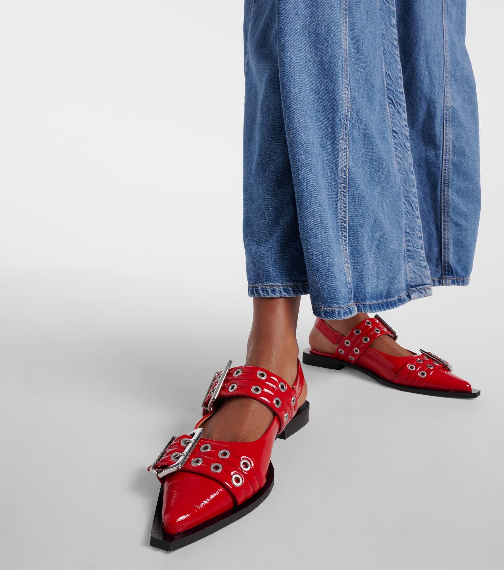 Faux leather slingback flats - 4