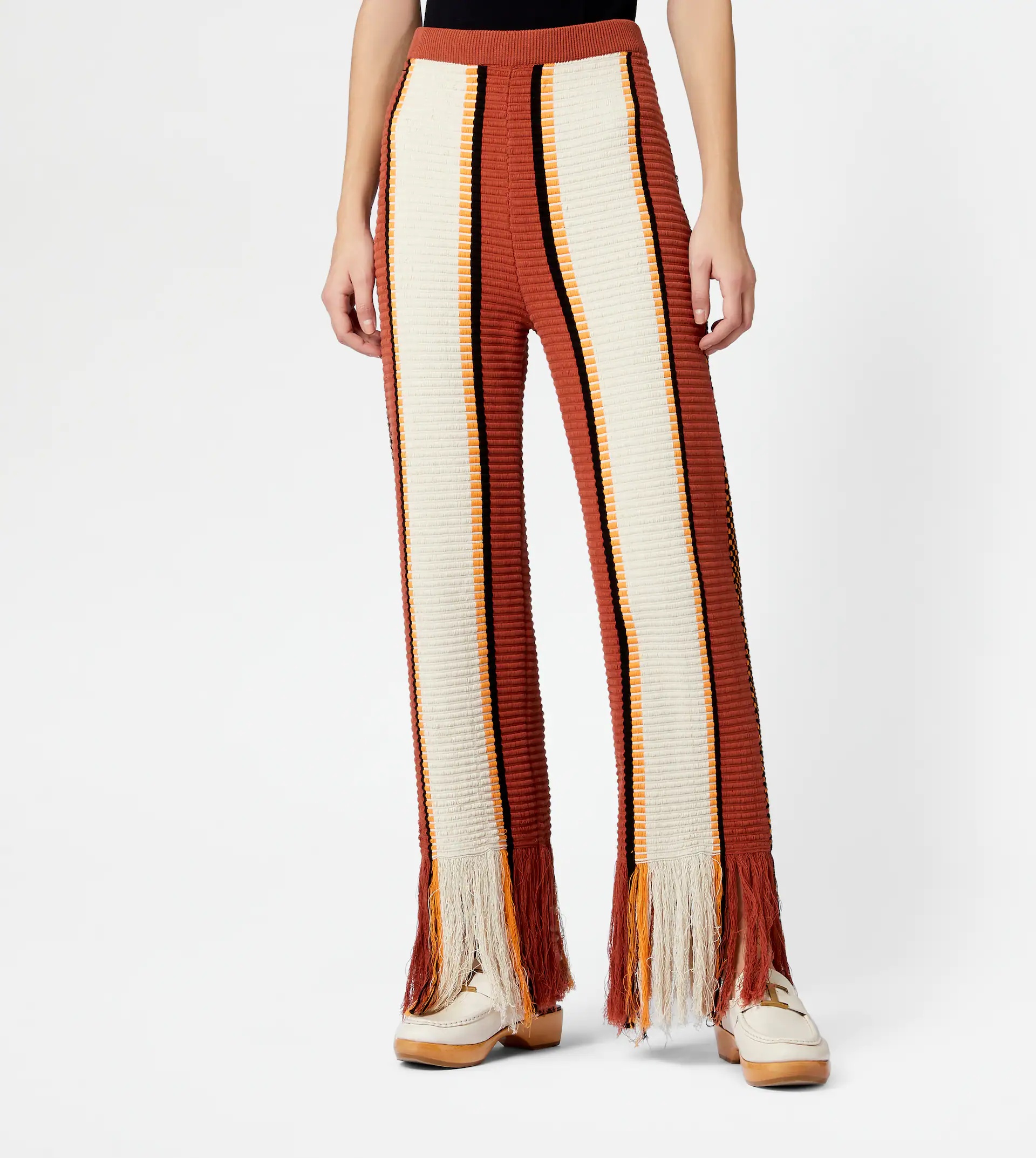 TROUSERS IN COTTON WITH FRINGES - ORANGE, OFF WHITE, YELLOW - 7