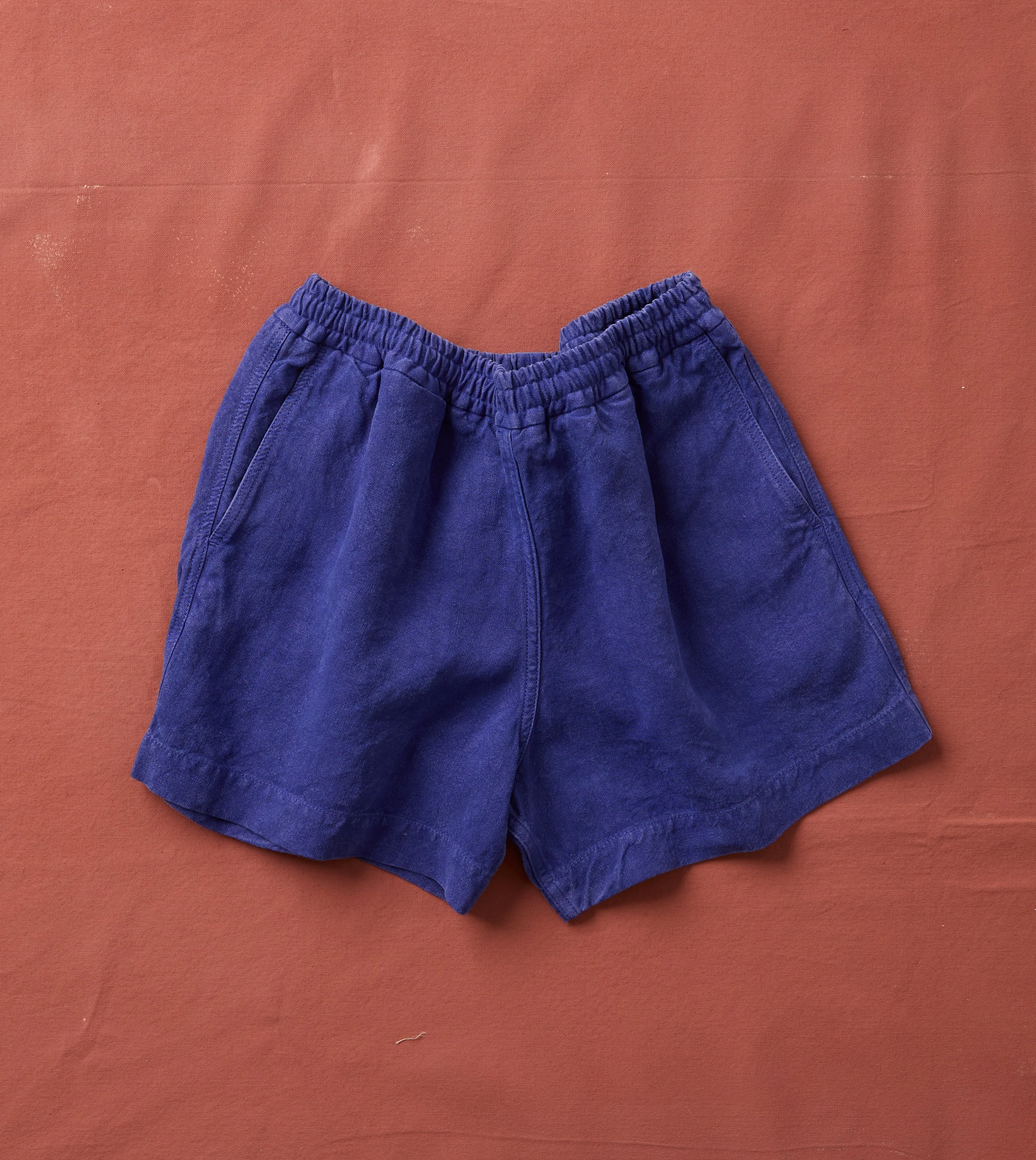 Blue Linen Drawstring Shorts - 1
