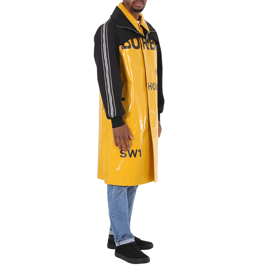 Open Box - Burberry Men's Yellow Norfolk Track Top Panel Horseferry Print Car Coat, Size Small - 5