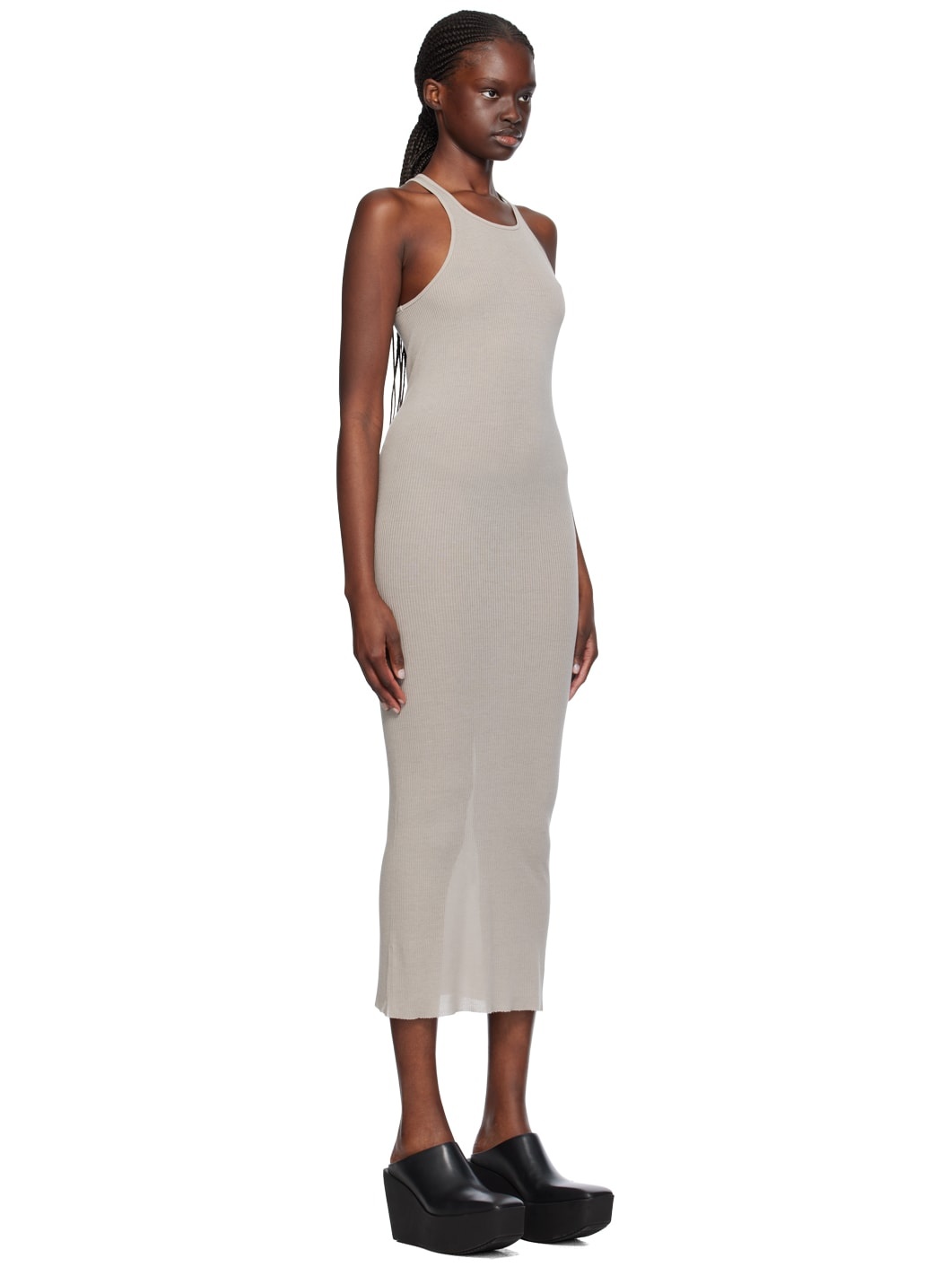 Taupe Round Neck Midi Dress - 2