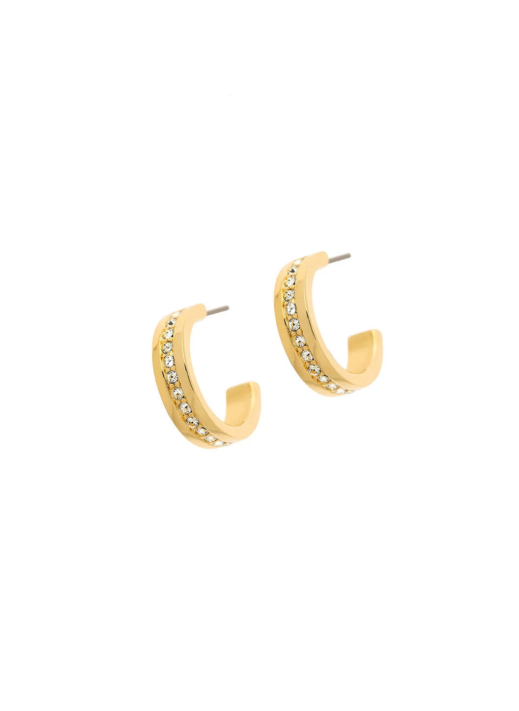 GOLD CRYSTAL ROW HOOP EARRINGS - 1