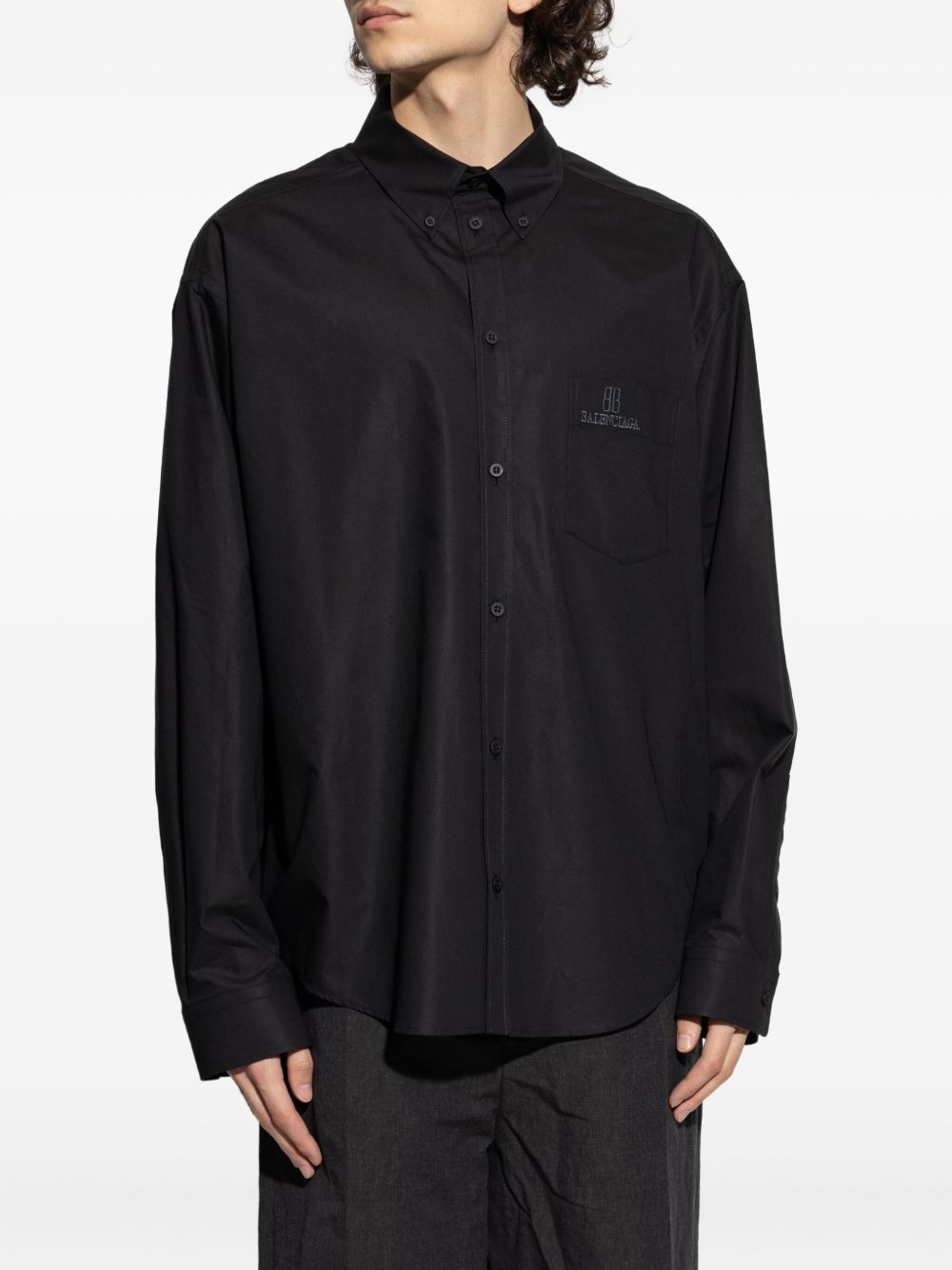Balenciaga Men Oversized Shirt With Logo - 3