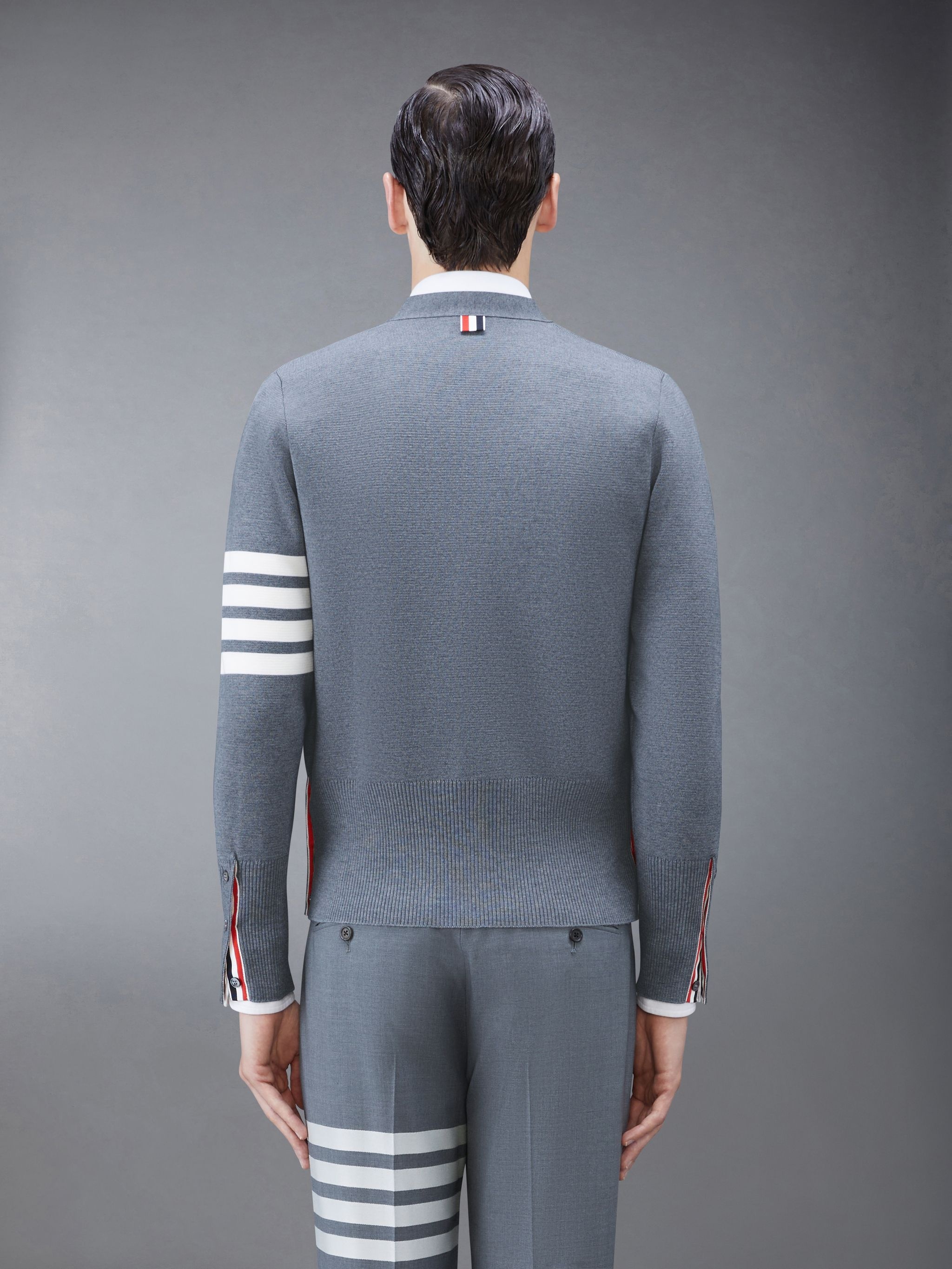 Wool 4-Bar V-Neck Cardigan - 2