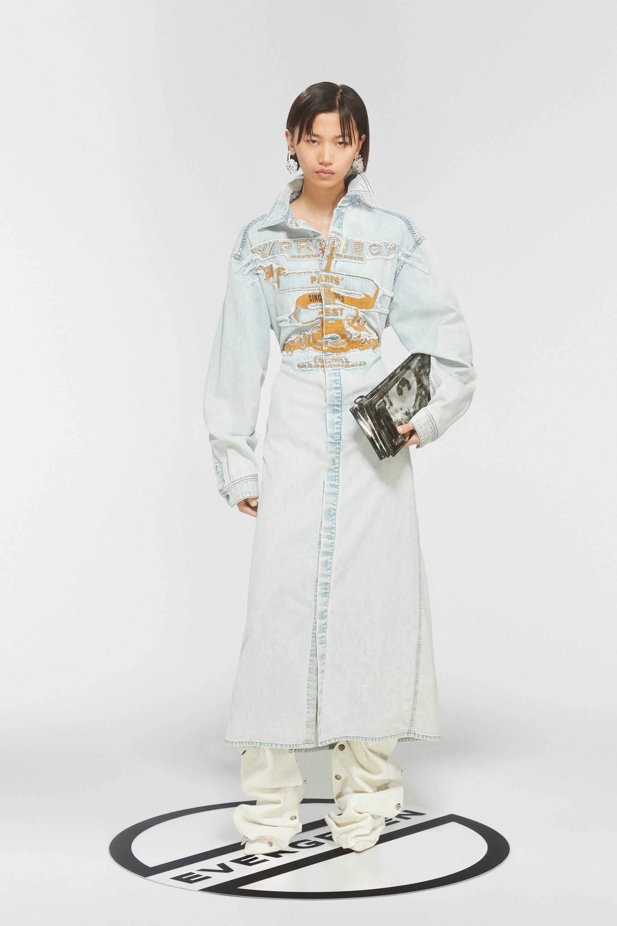 EVERGREEN PARIS BEST PATCH DENIM SHIRT DRESS - 2