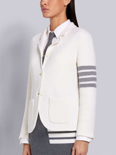 Thom Browne White Fine Merino Wool Links Stitch Classic 4-Bar Jacket outlook