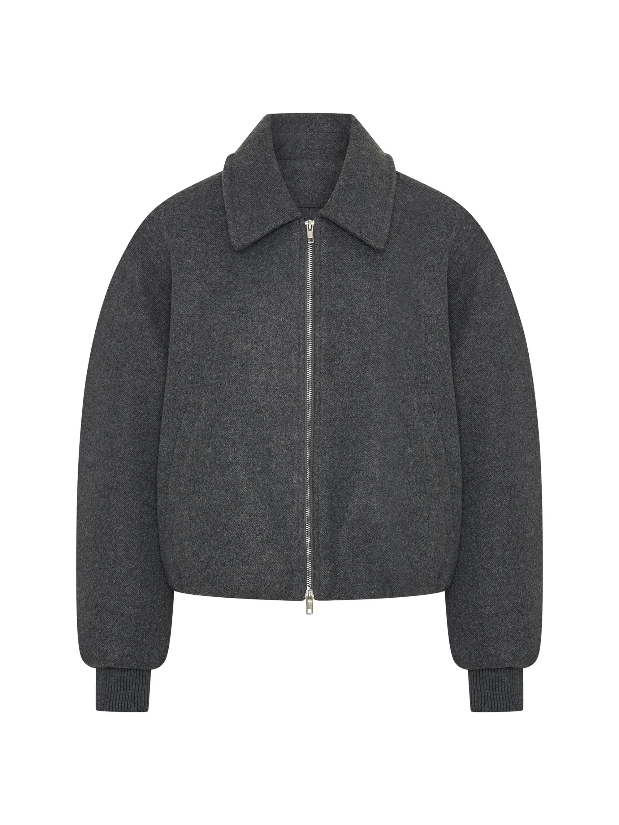 Women's Frida Wool-Blend Bomber Jacket - Charcoal - 1