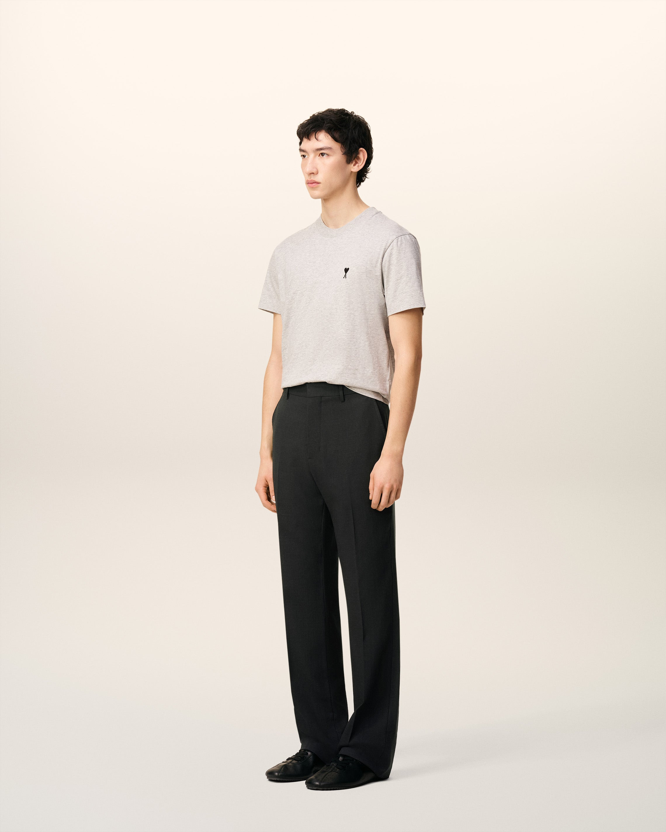 BLACK WOOL STRAIGHT TROUSERS - 6