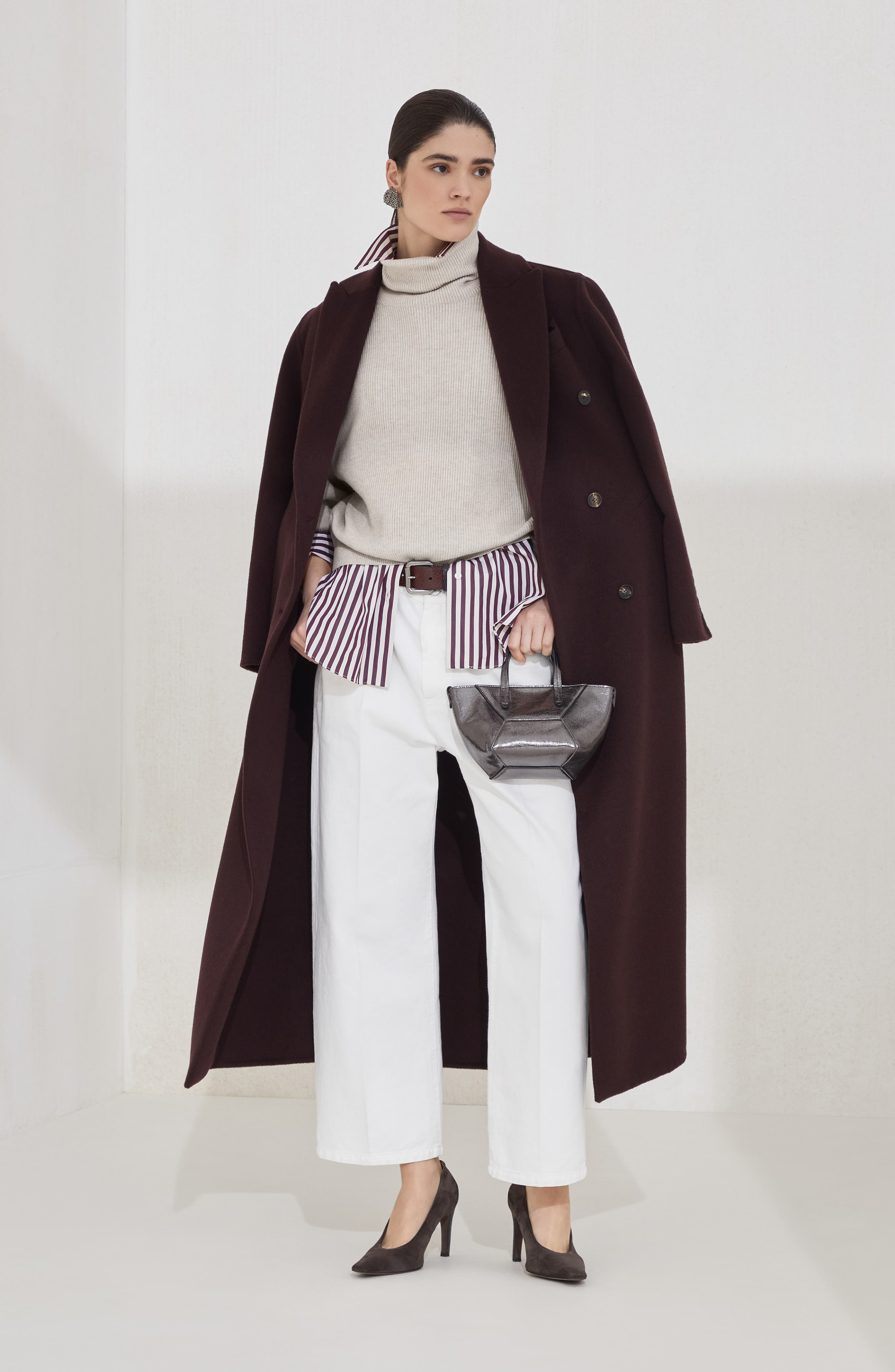 Brunello Cucinelli Handcrafted coat in Burgundy at Nordstrom - 6
