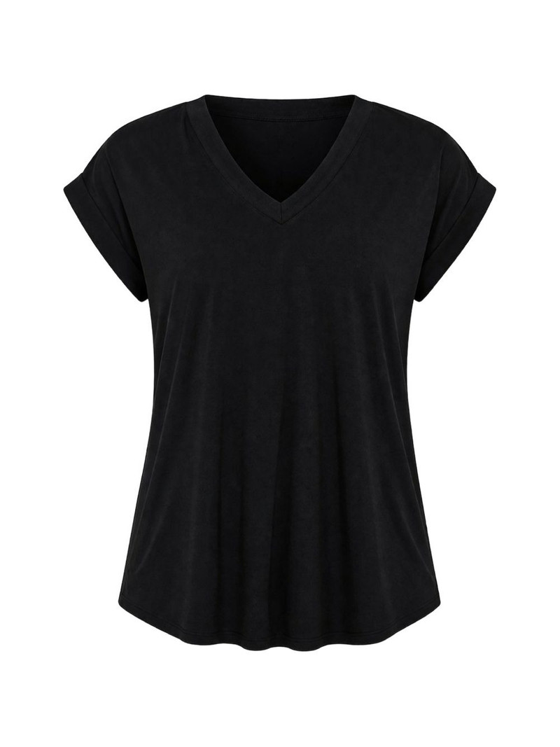 V-neck rolled-sleeve T-shirt 1