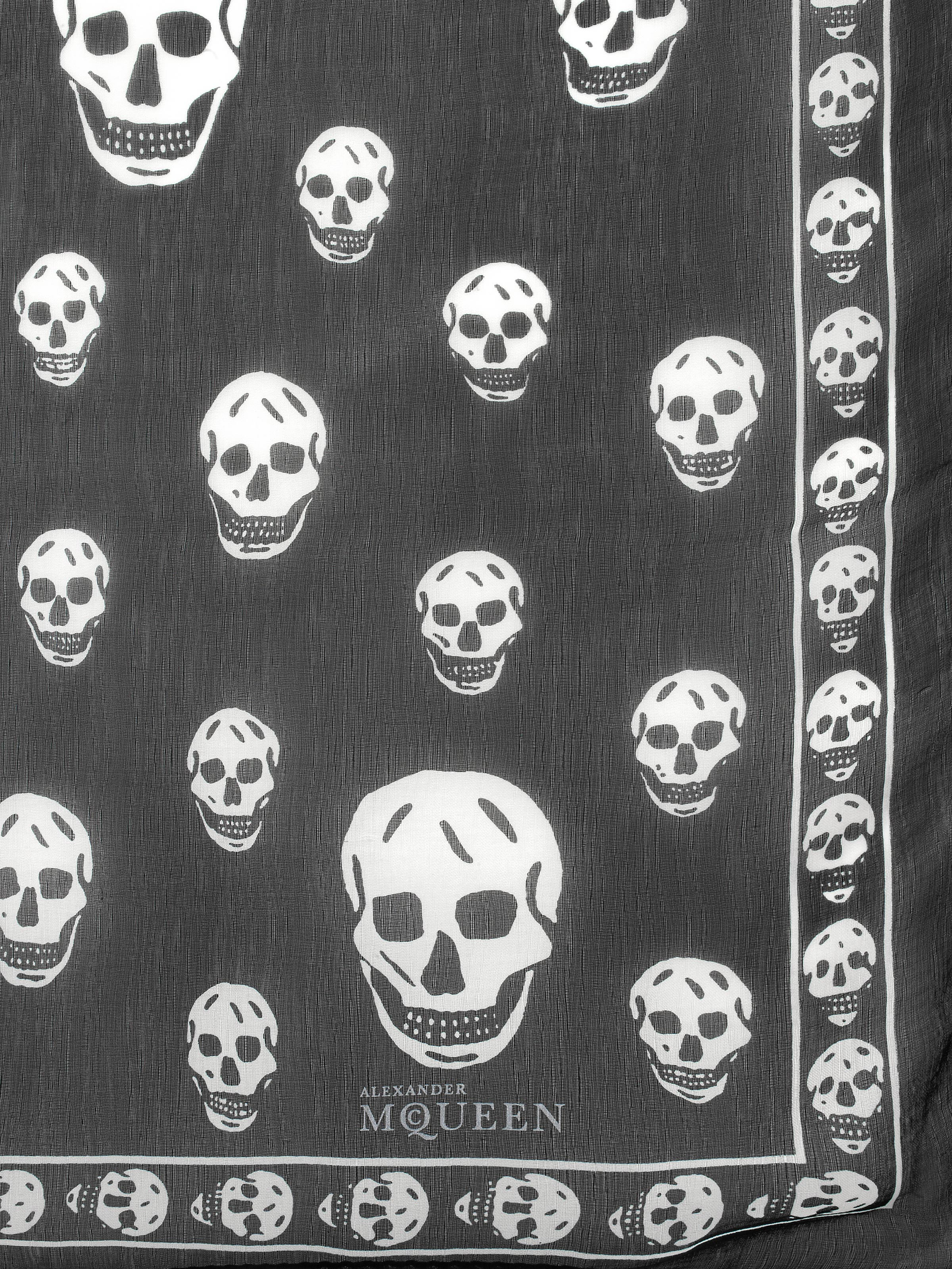 Women's Classic Silk Skull Scarf in Black - 3