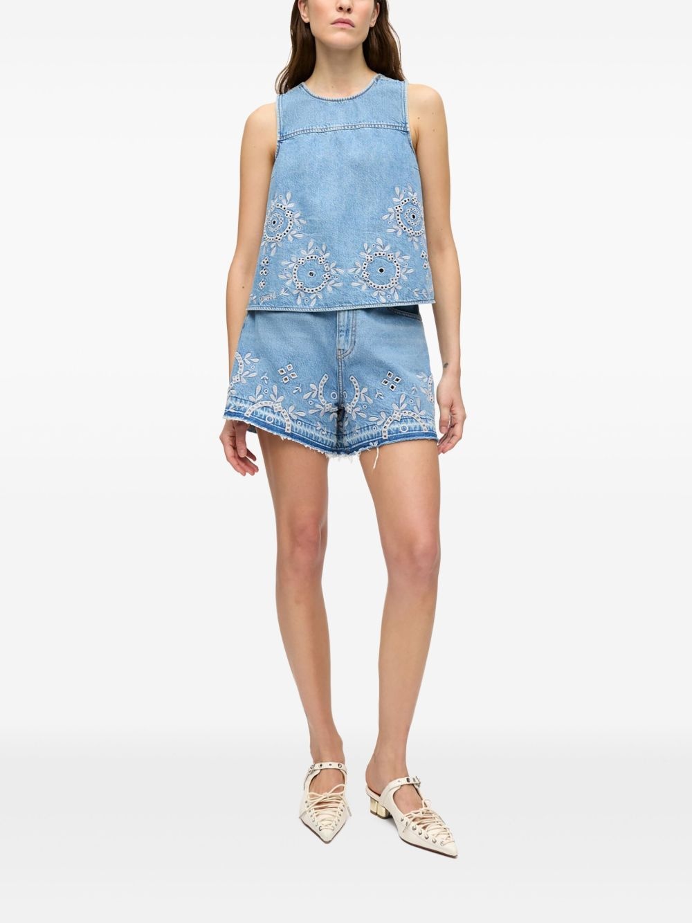 open-back denim top - 2