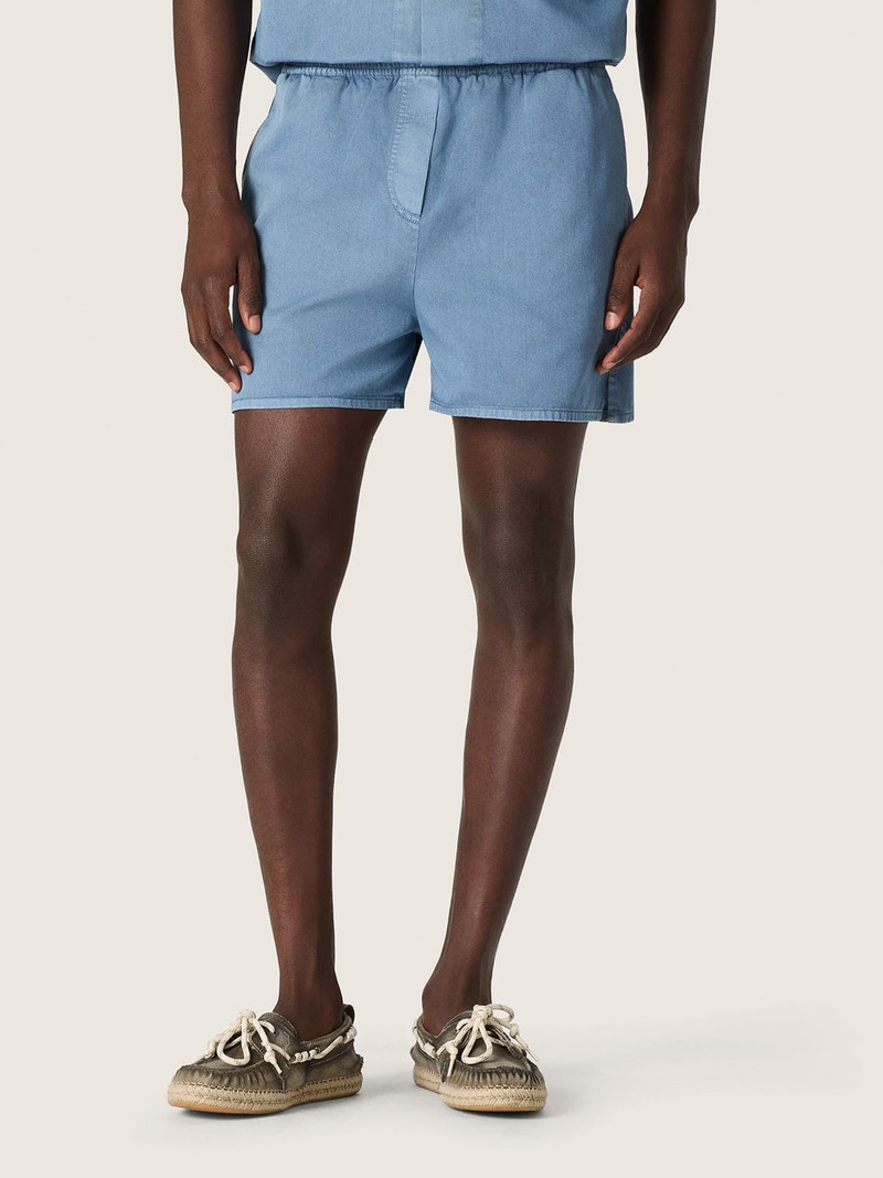 Unisex shorts in light blue cotton twill 5