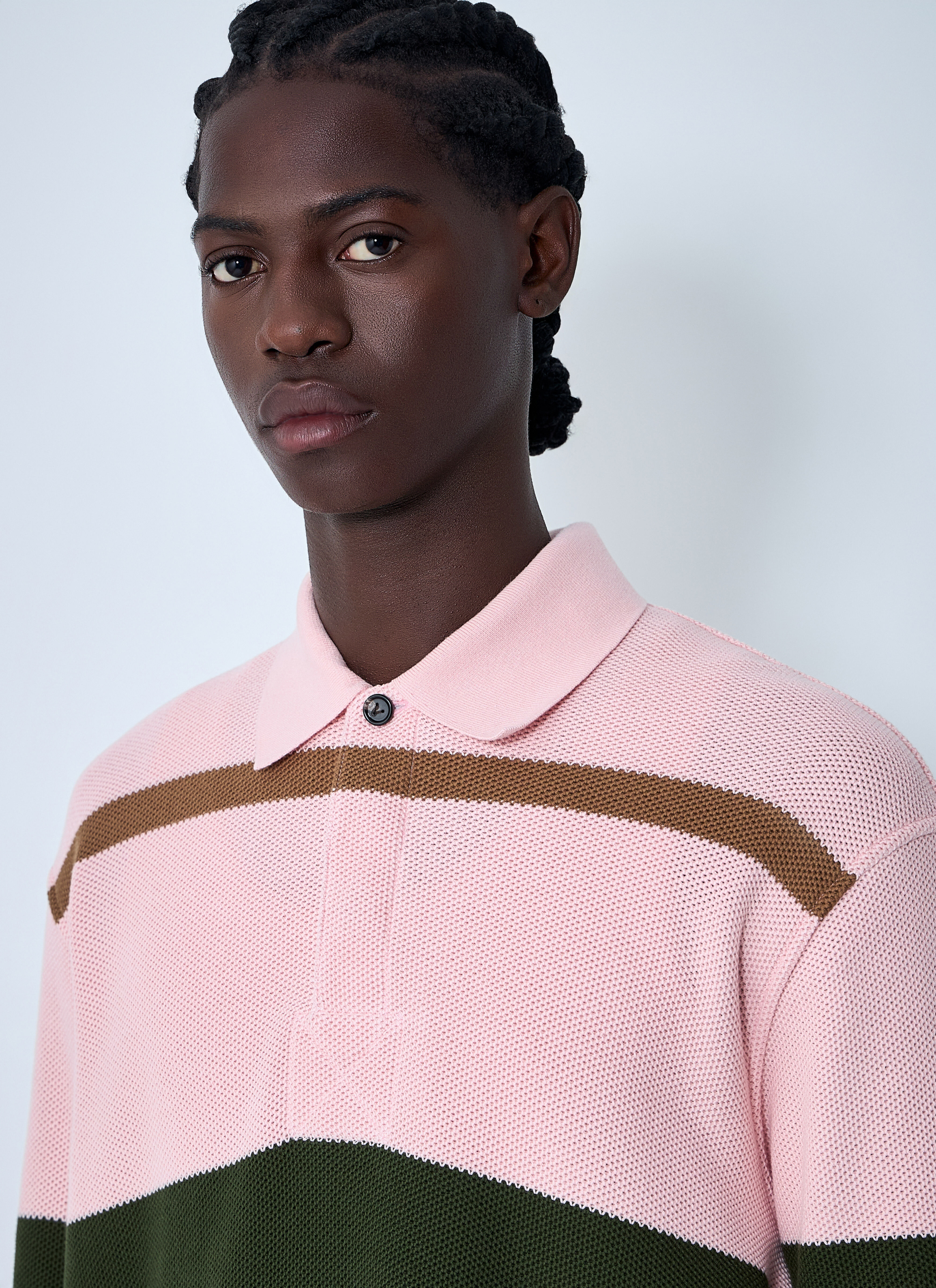 Jumbo Cotton Pique Stripe Polo Shirt - 5