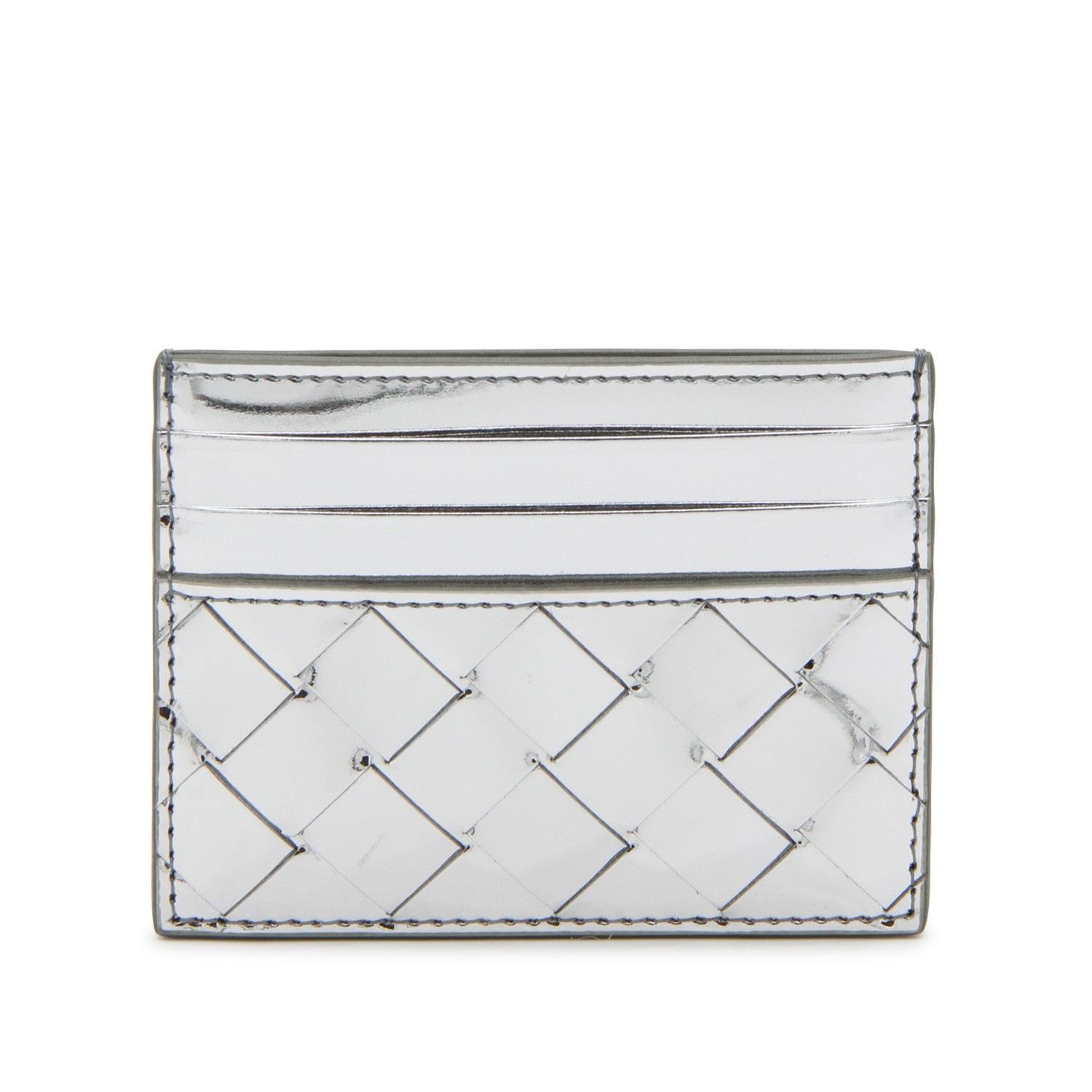 SILVER-TONE LEATHER CARD HOLDER - 2