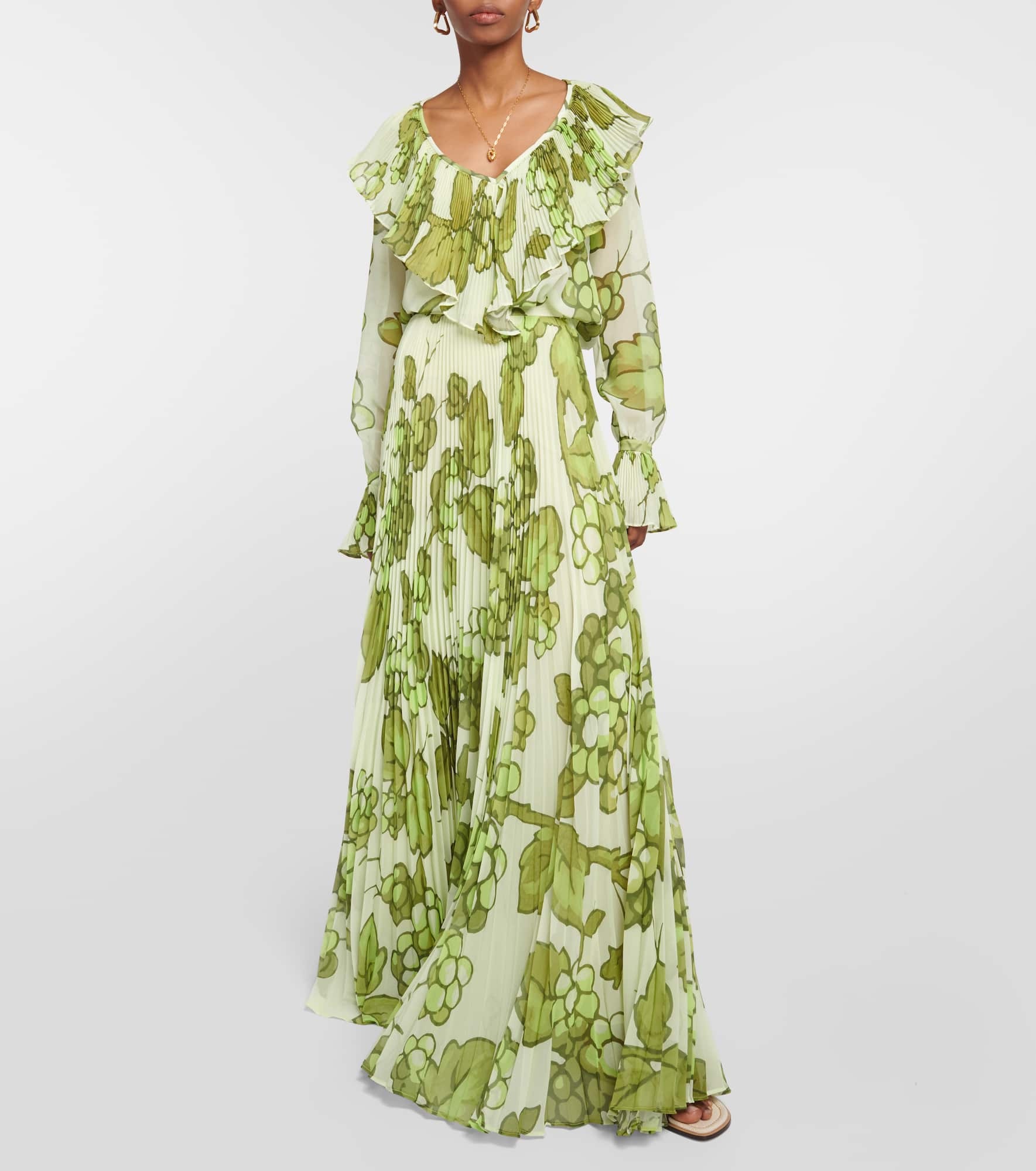 Printed pleated high-rise maxi skirt - 2
