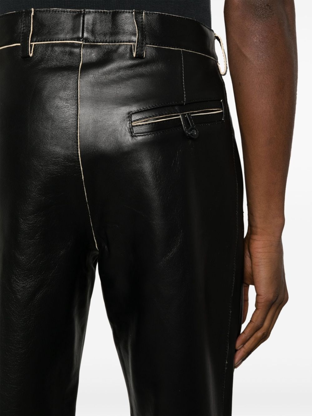 straight-leg leather trousers - 6