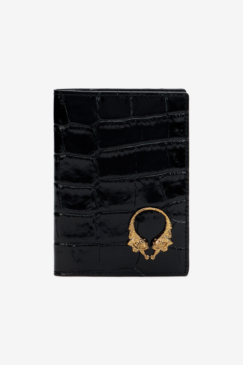 Crocodile-Embossed Leather Wallet 1