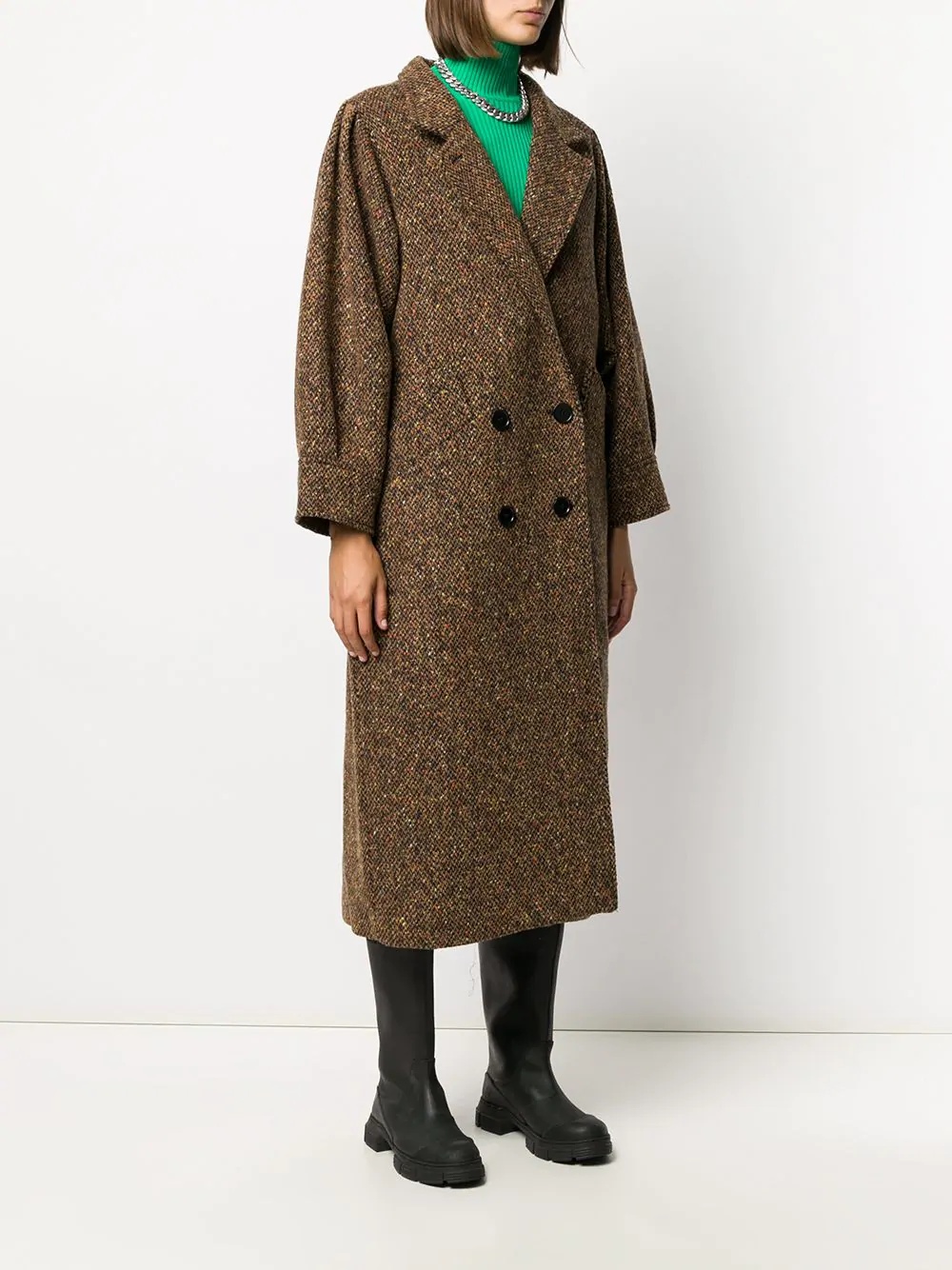 double-breasted tweed coat - 3