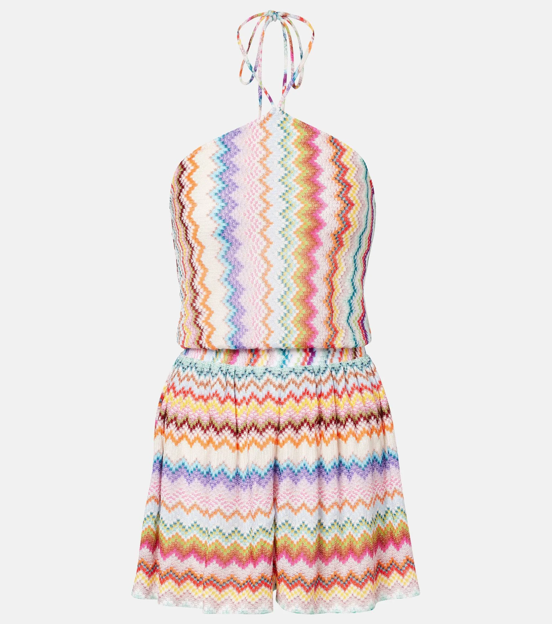 Zigzag halterneck lamé romper - 1