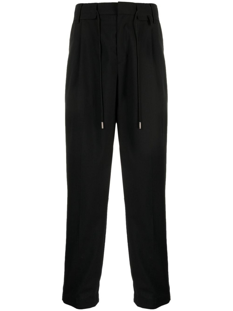 drawstring-fastening tapered trousers - 1